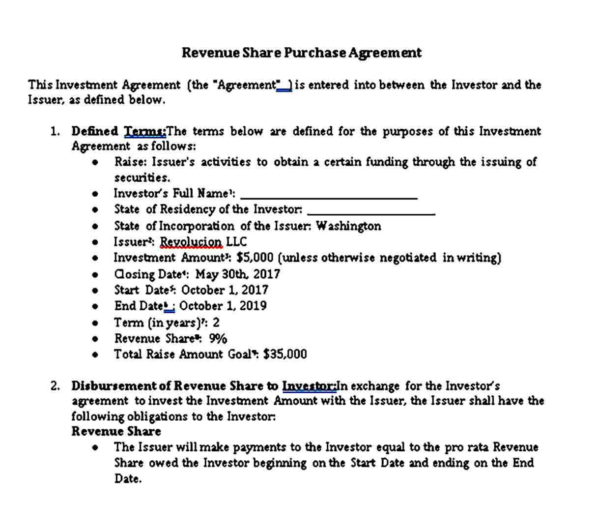 Revenue Share Purchase Agreement