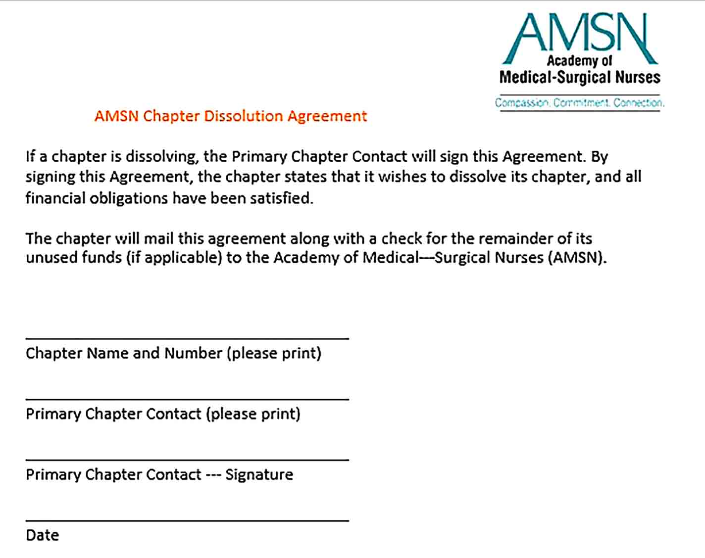 Sample Chapter Dissolution Agreement