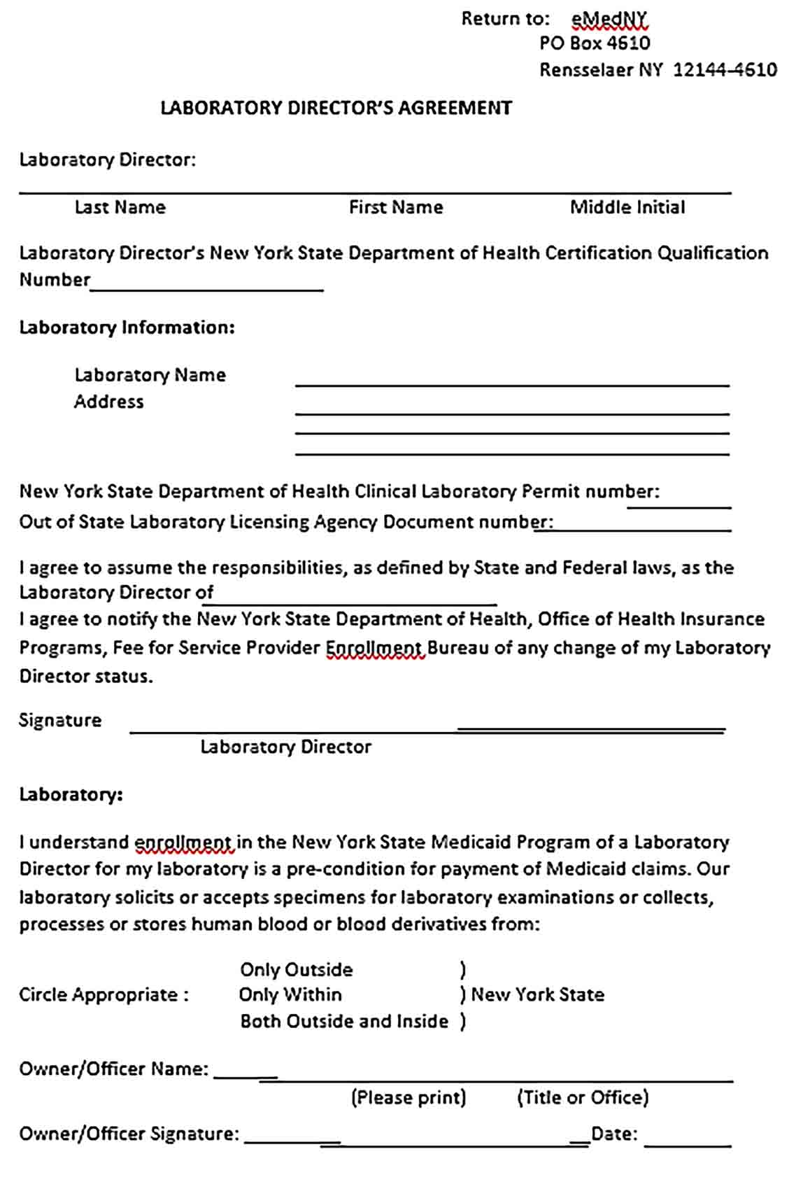 Sample Laboratory Director Agreement