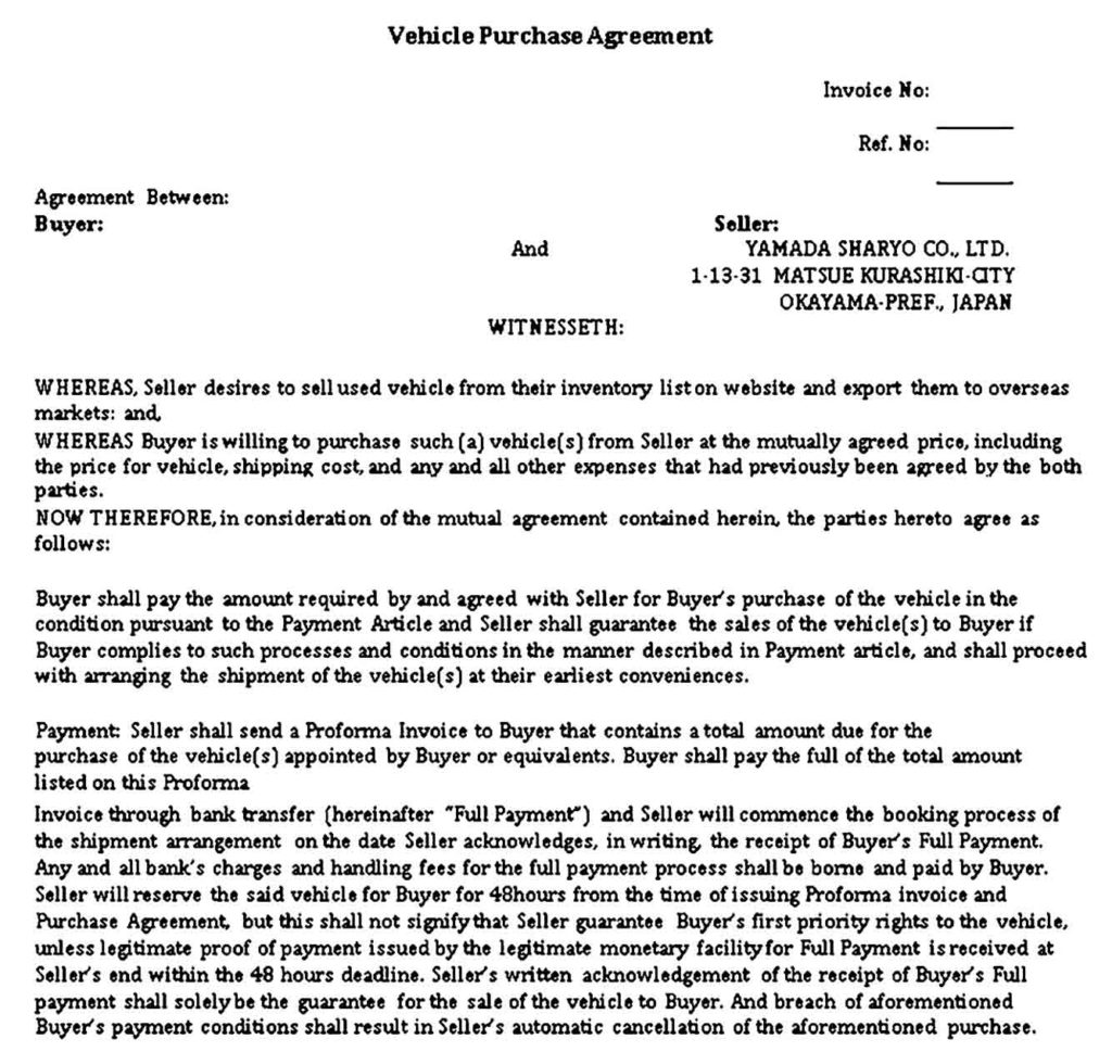 Sample Vehicle Purchase Agreement