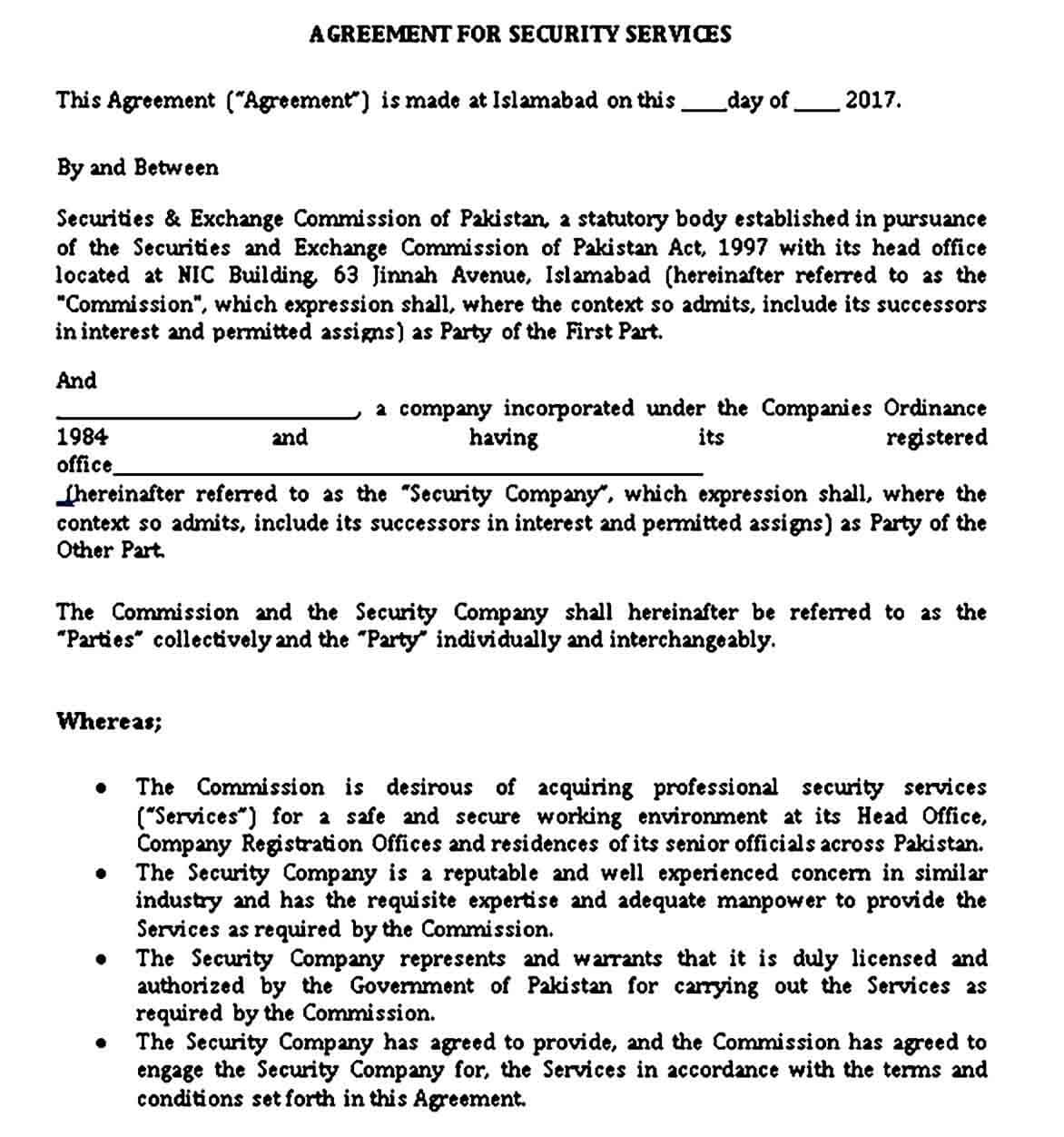 Security Guards Service Agreement