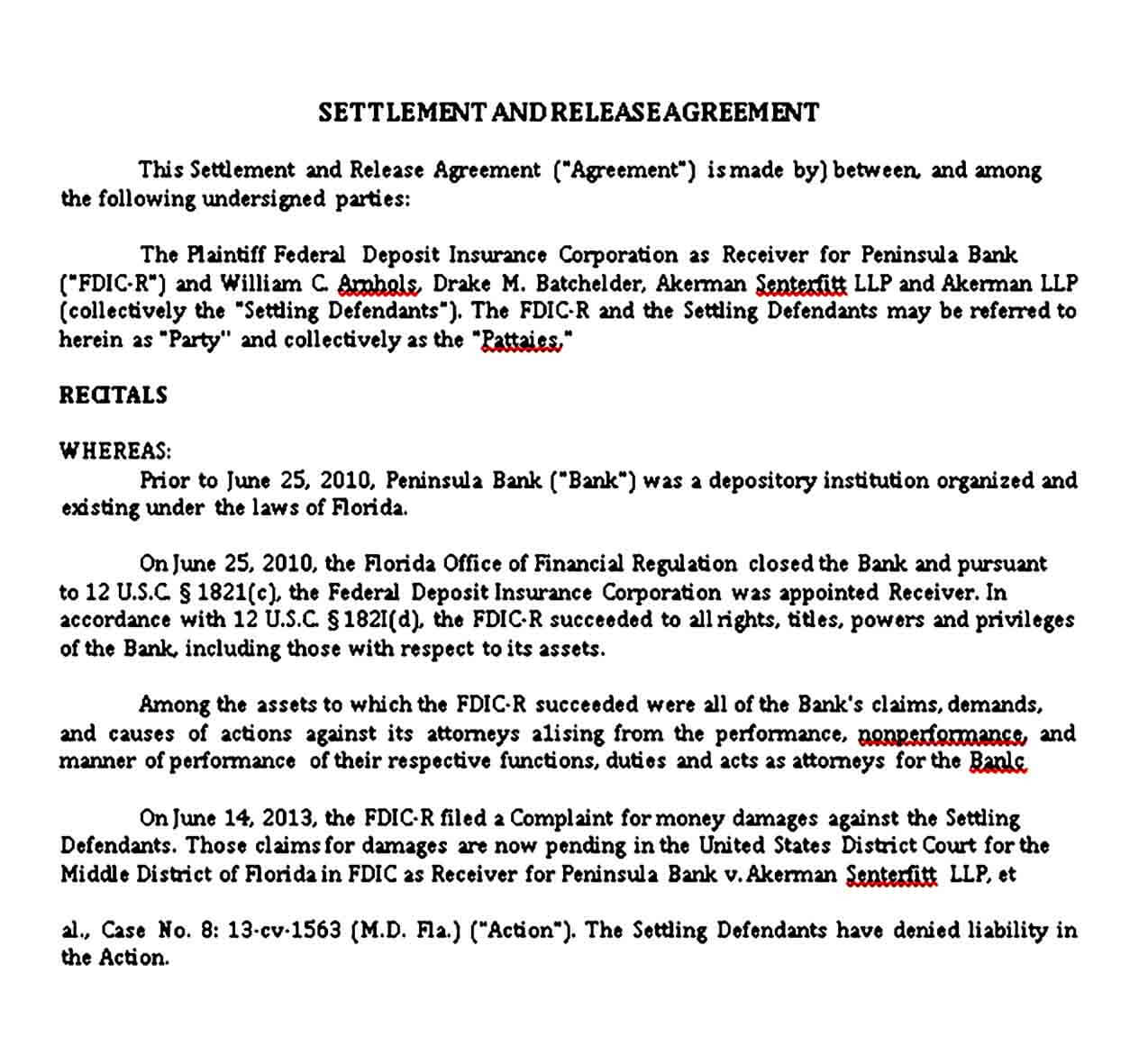 Settlement and Release Agreement Template