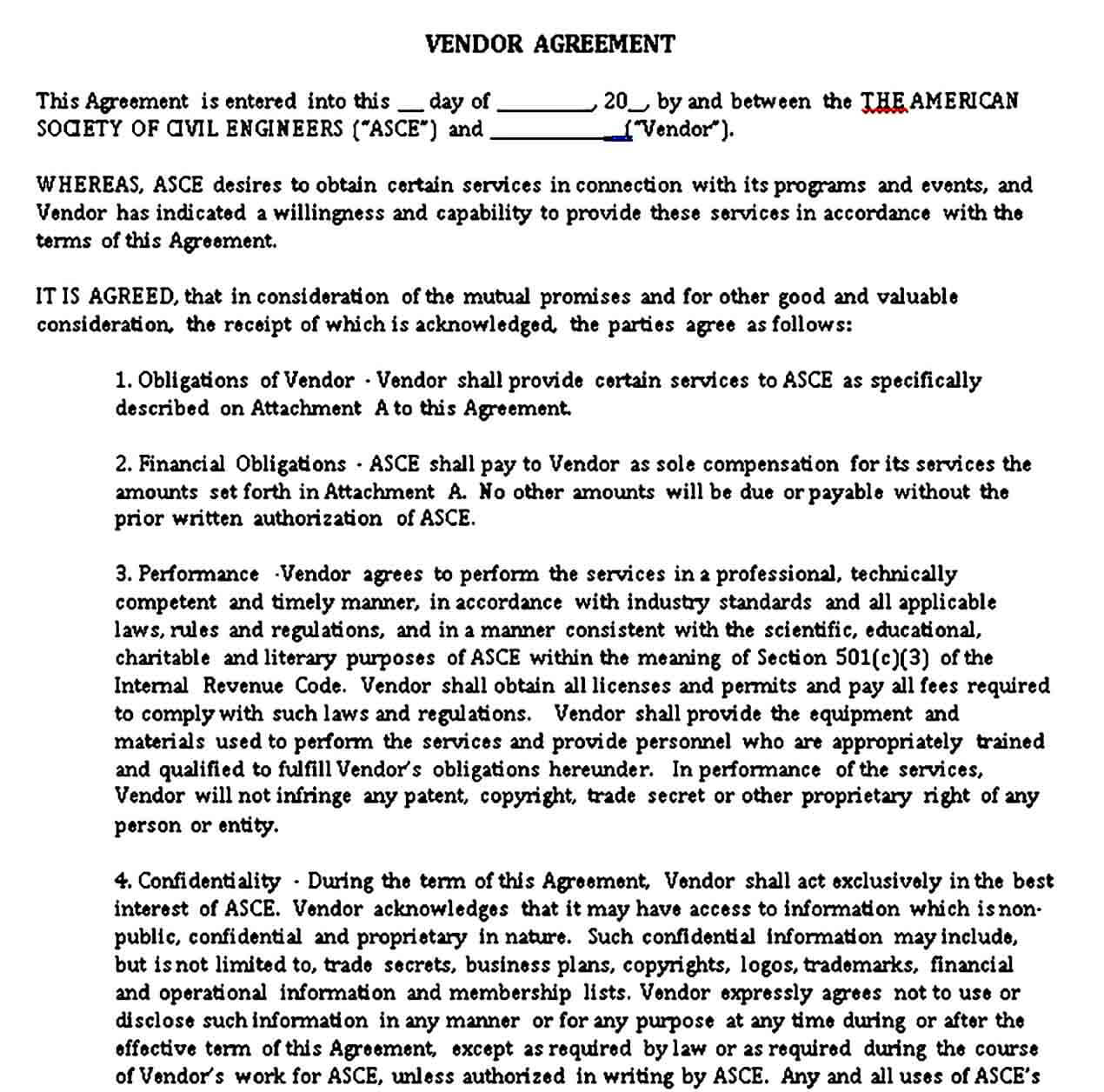 Sevices for Contract Agreement Template