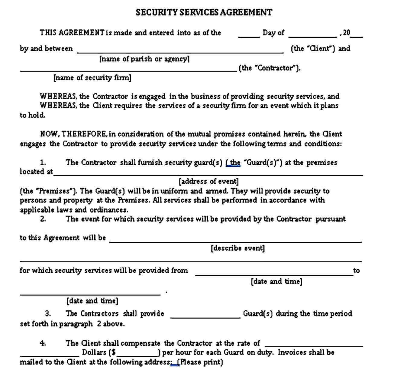 Simple Security Service Agreement