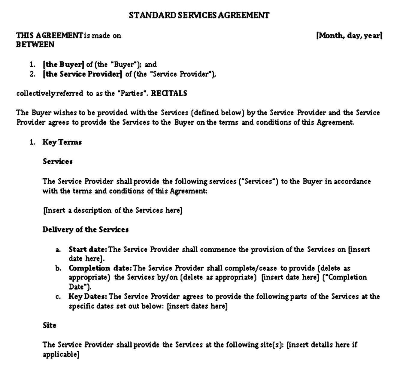 Standard Services Agreement Template