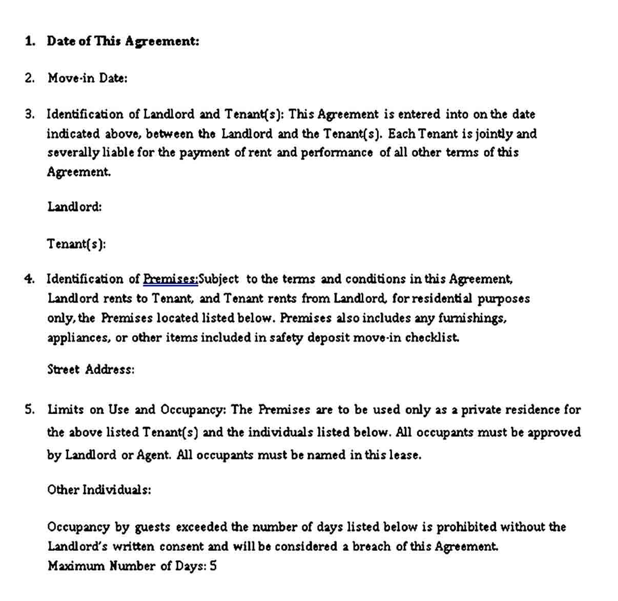 Standard Tenant Lease Agreement 1