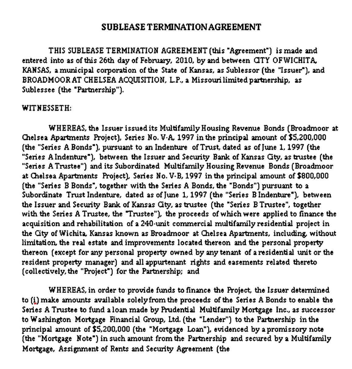 Sublease Termination Agreement Template