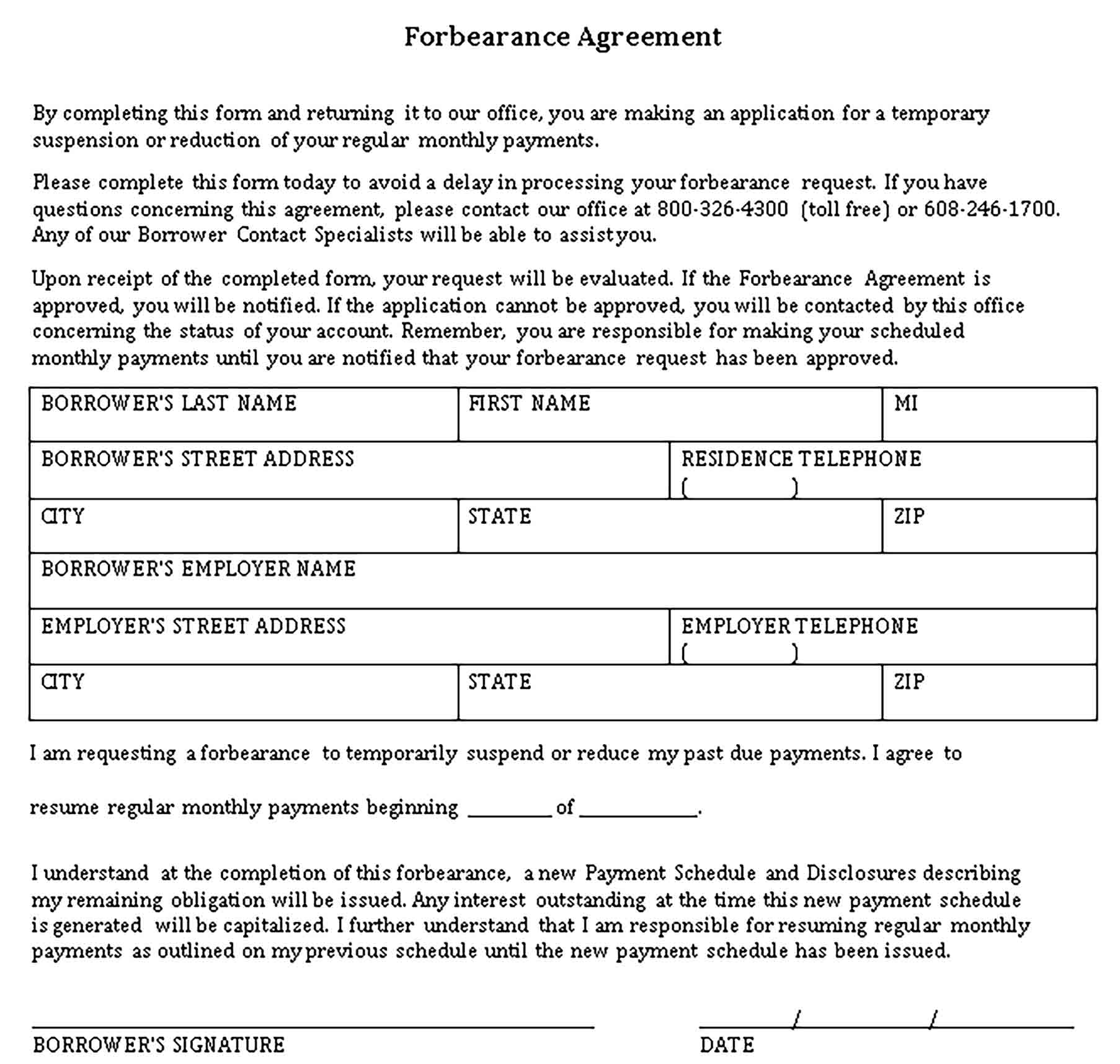 Templates Basic Forbearance Agreement Format Sample