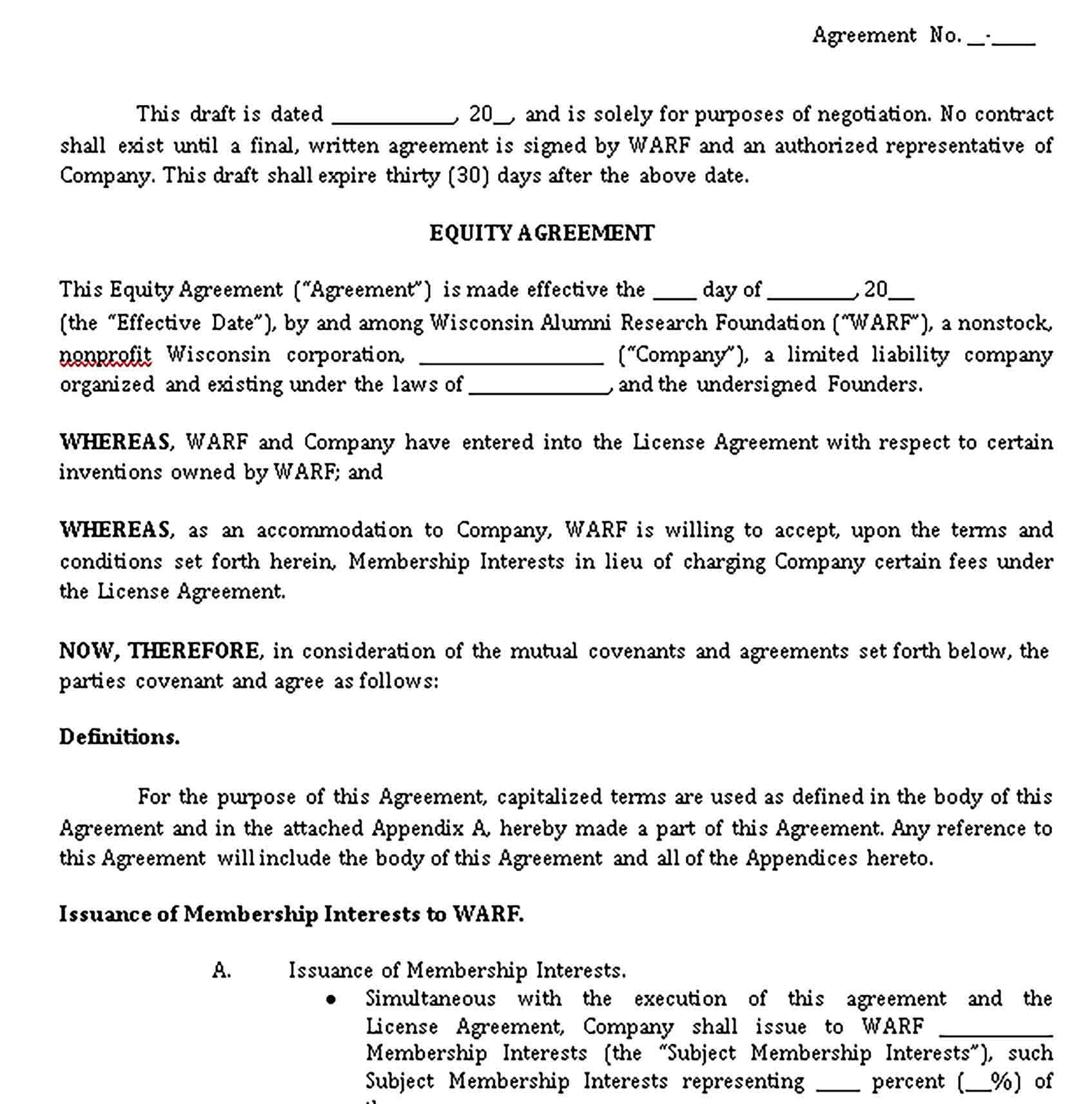 Templates Basic Real Estate Equity Share Agreement Sample