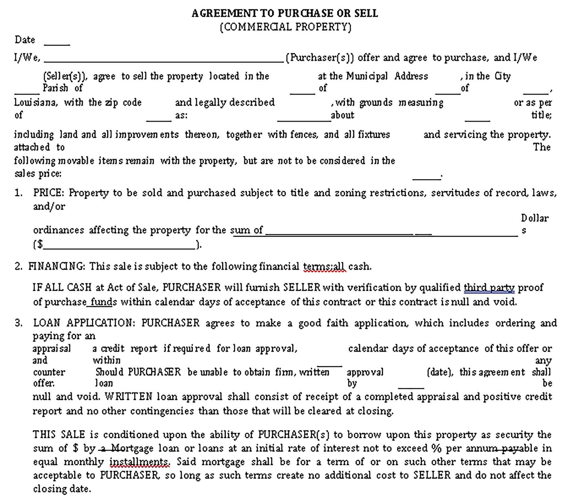 Templates Commercial Real Estate Sale Agreement Sample