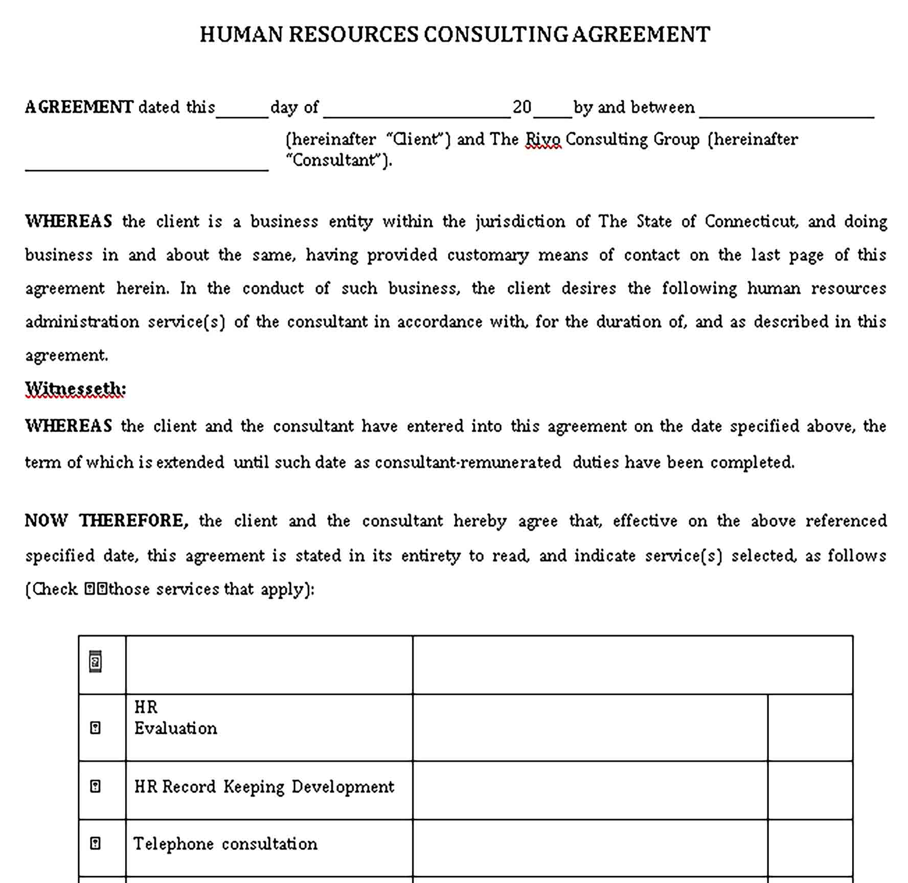 Templates Consultant Agreement Sample