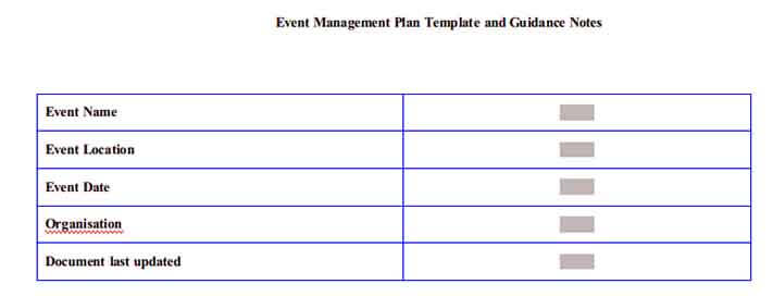 Templates Event Management Plan and Guidance Notes4 Example