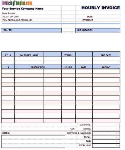 Templates Hours Invoice Example