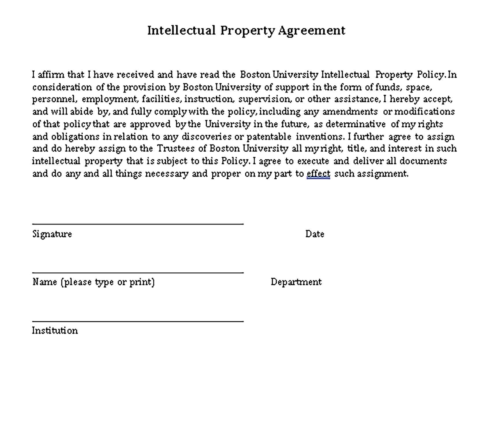 Templates Intellectual Property Agreement Sample 001