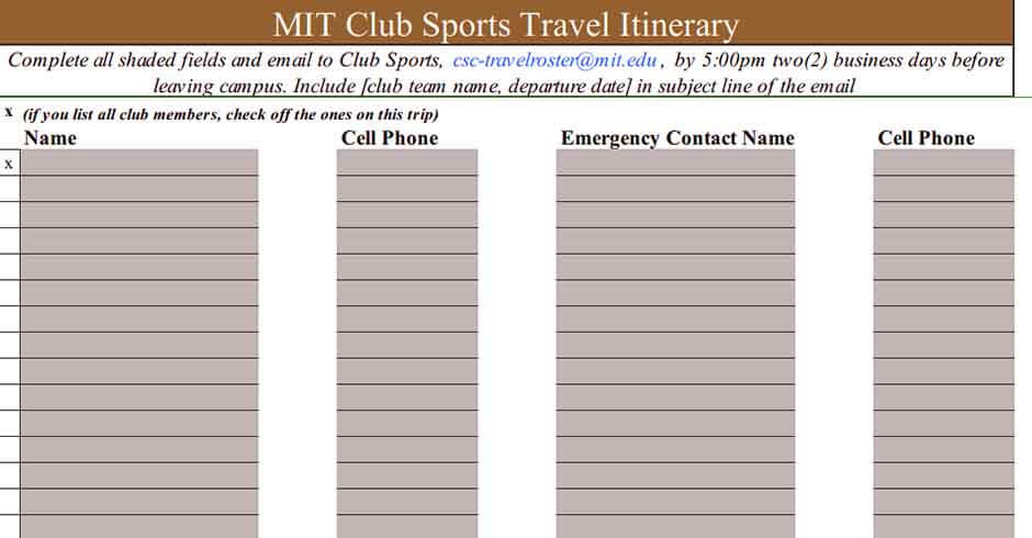 Templates Itinerary Email.0 Fall2014 Example