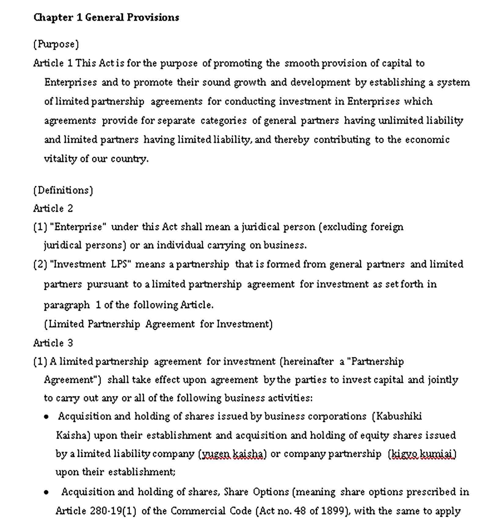Templates Limited Partnership Investment Agreement Sample