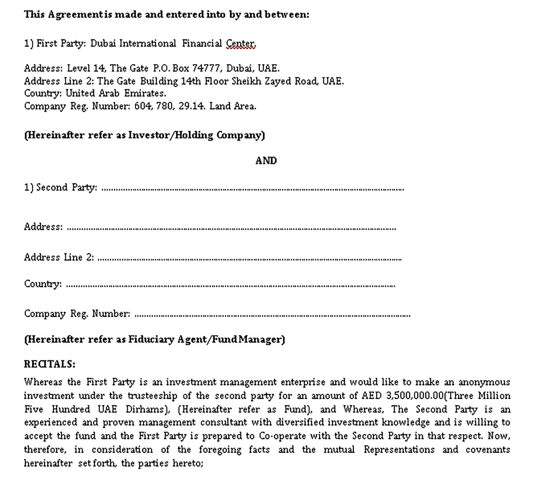 Templates Partnership Investment Agreement Sample 002