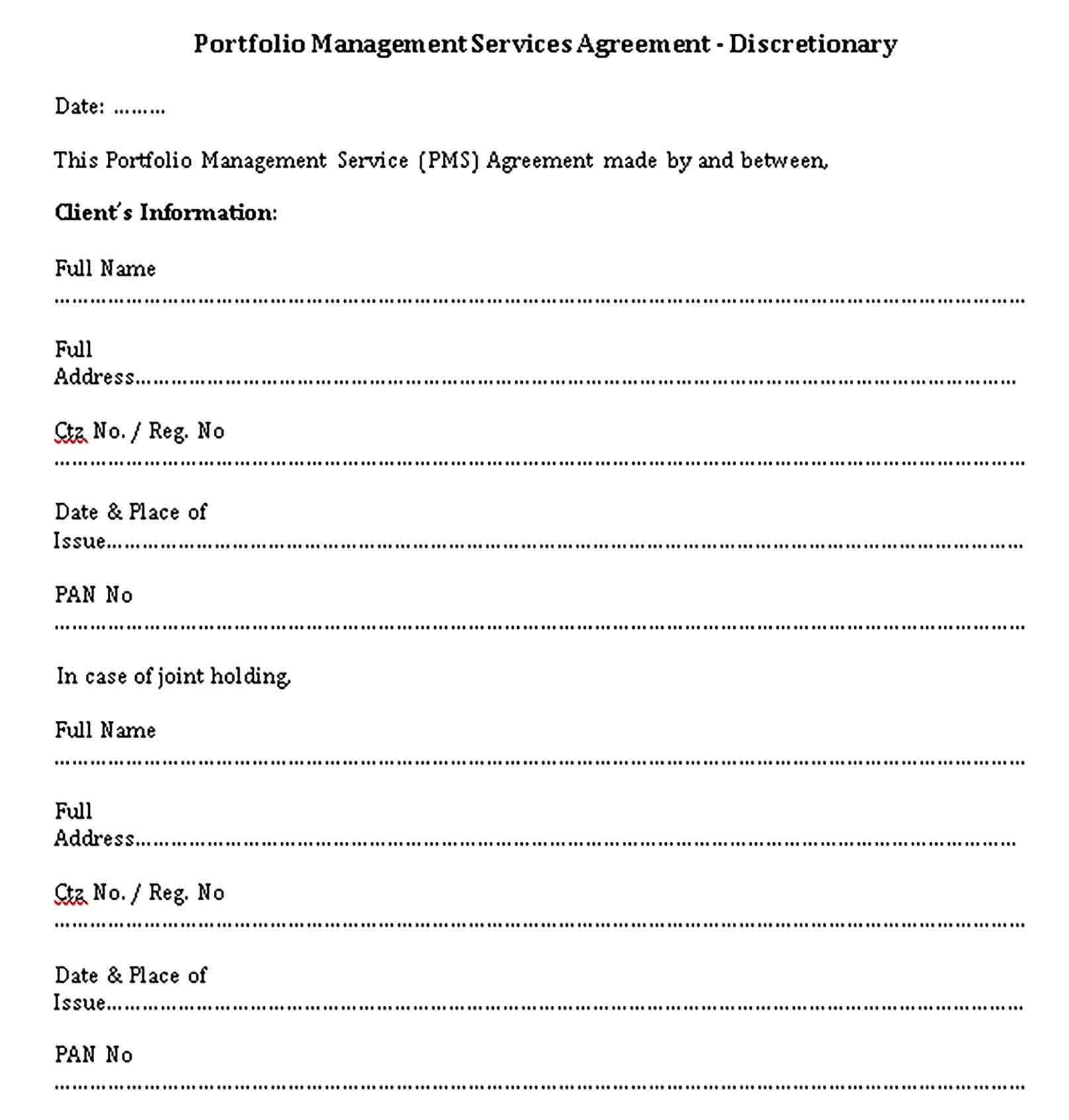 Templates Portfolio Management Services Agreement Sample