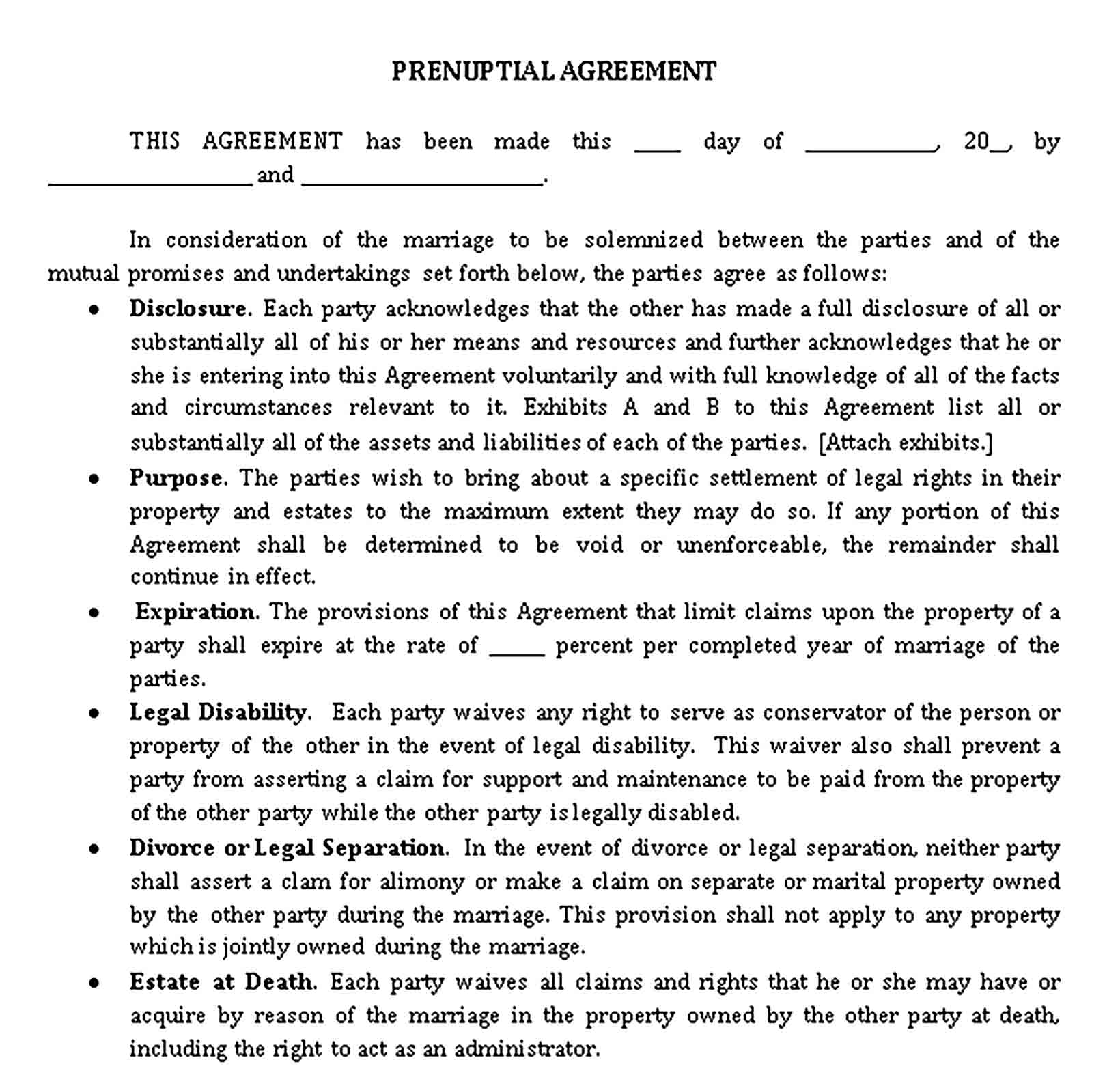 Templates Prenuptial Agreement Document Sample