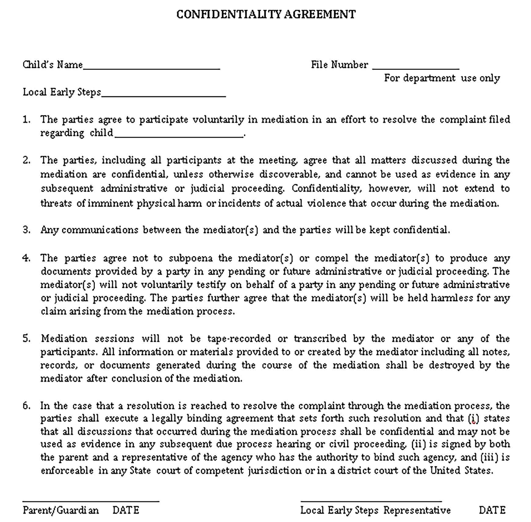 Templates Printable Meeting Confidentiality Agreement Sample