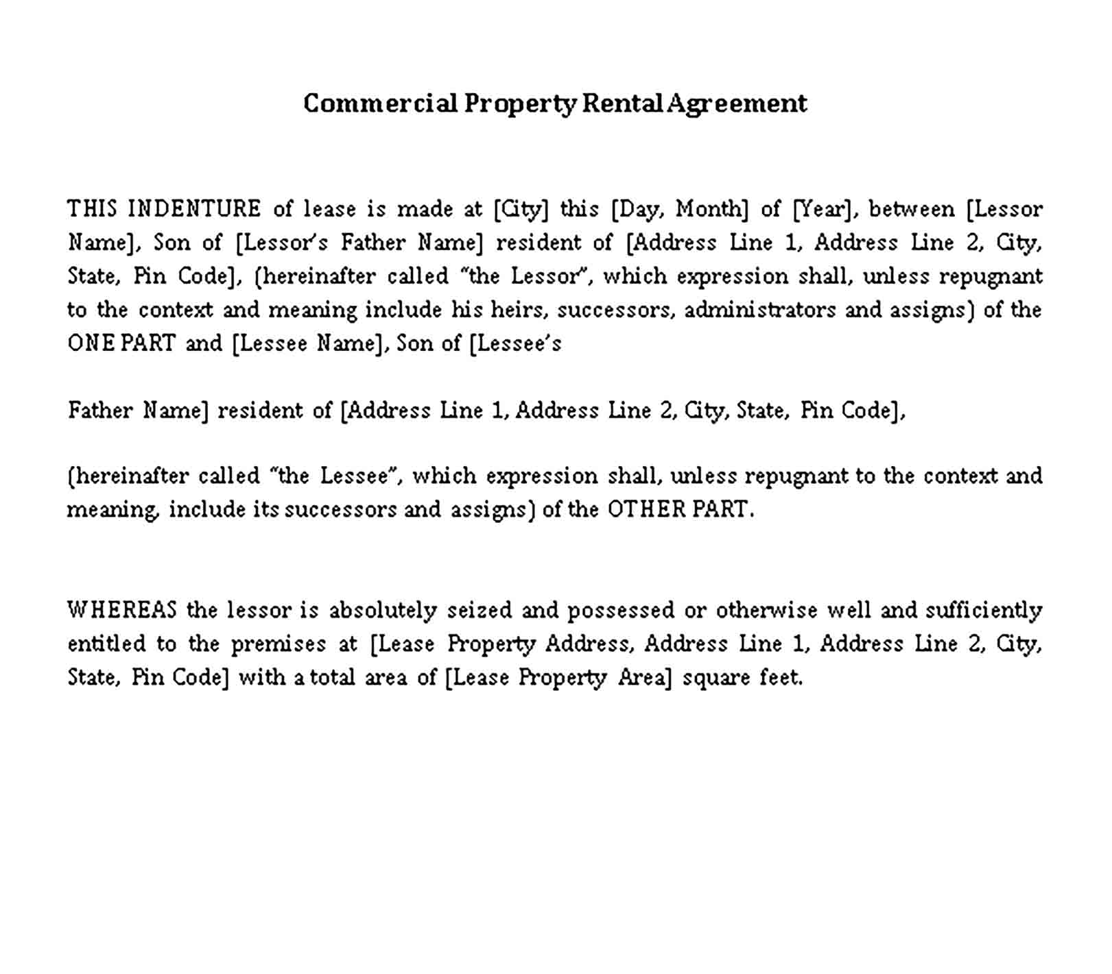 Templates Private Property Lease Agreement Sample 1