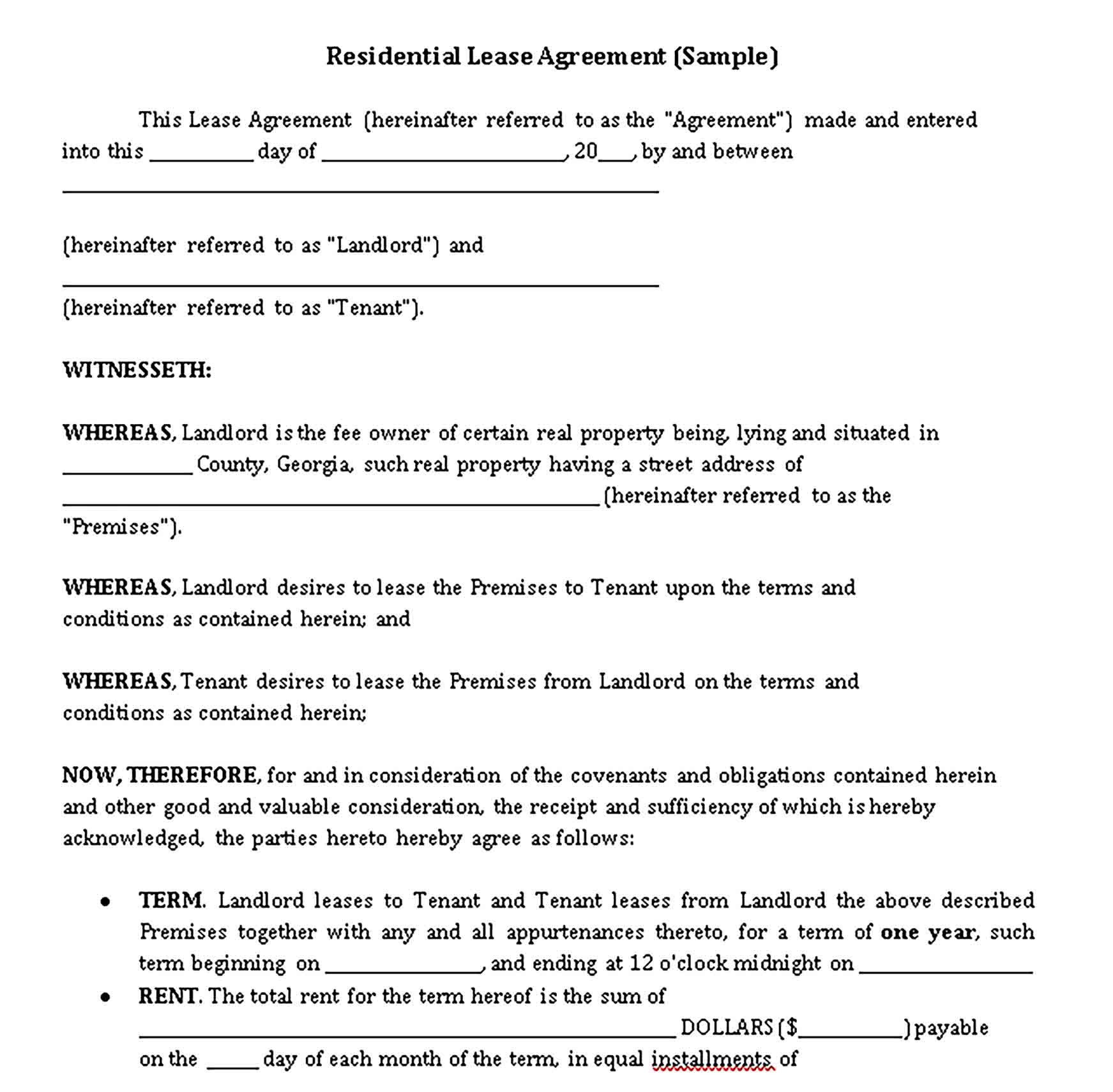 Templates Private Residential Lease Agreement Sample 1