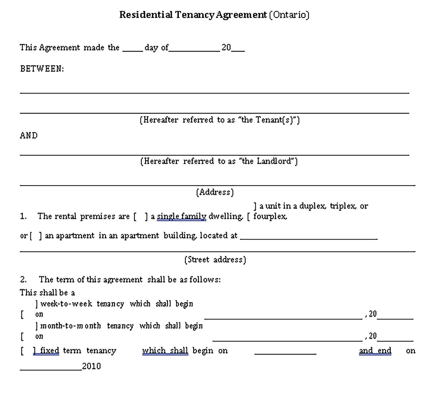 Templates Private Tenant Lease Agreement Sample 1