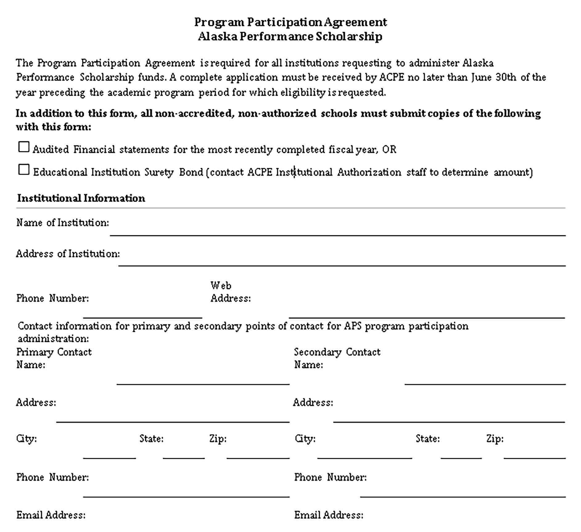 Templates Program Participation Sample