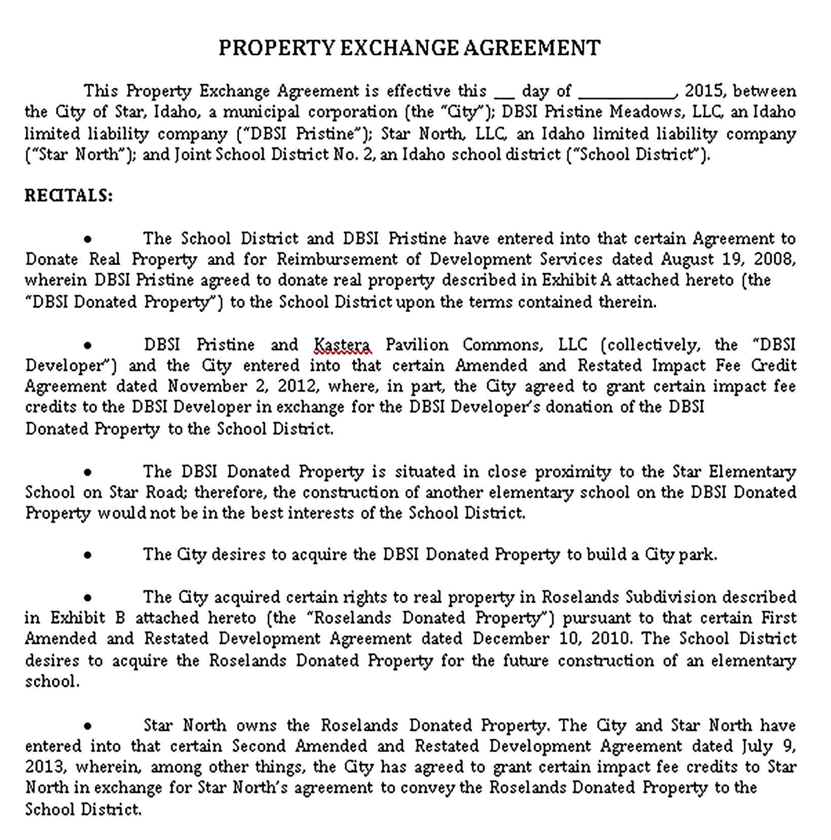 Templates Property Agreement Sample