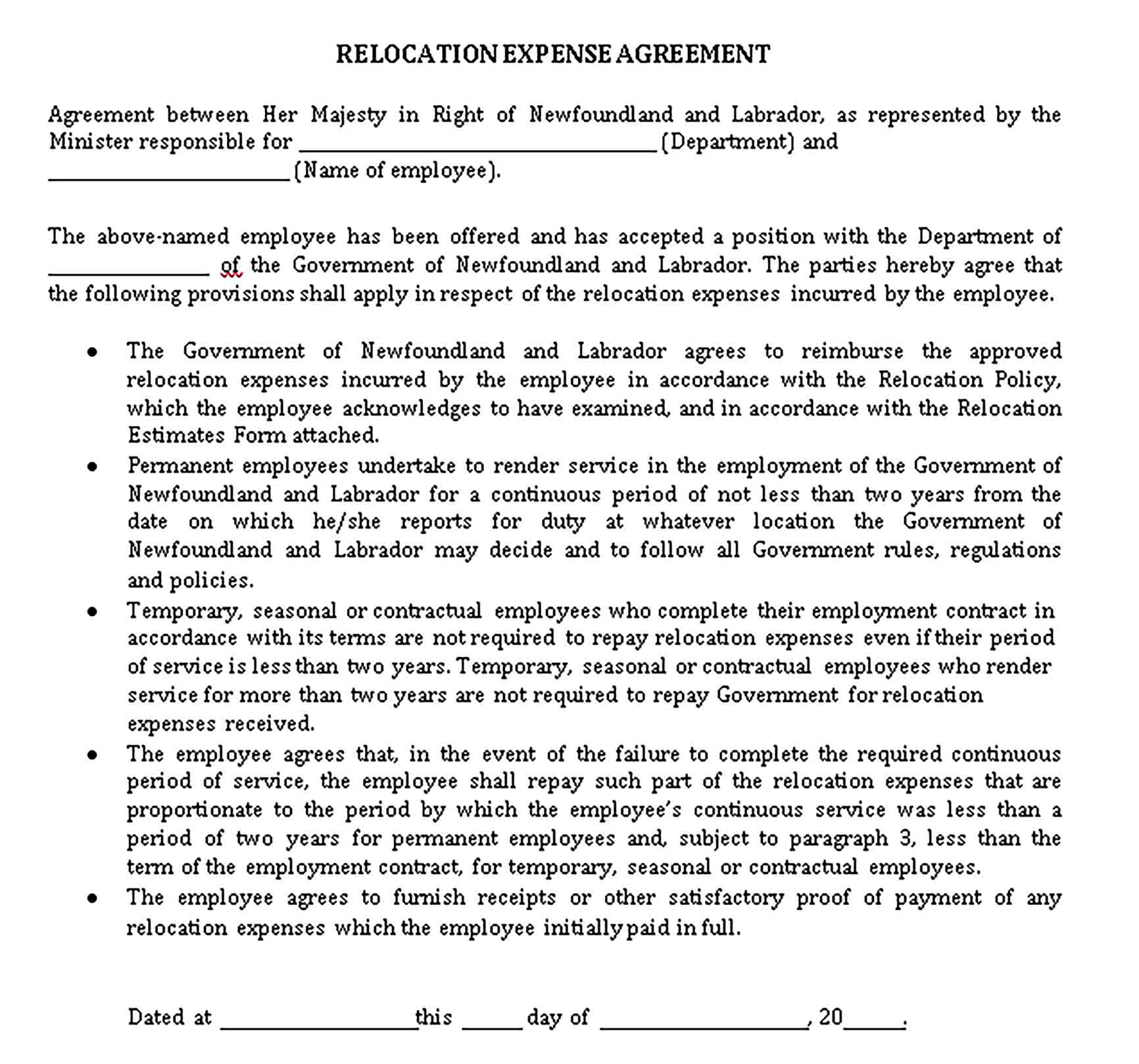 Templates Relocation Expense Agreement May201312 Sample