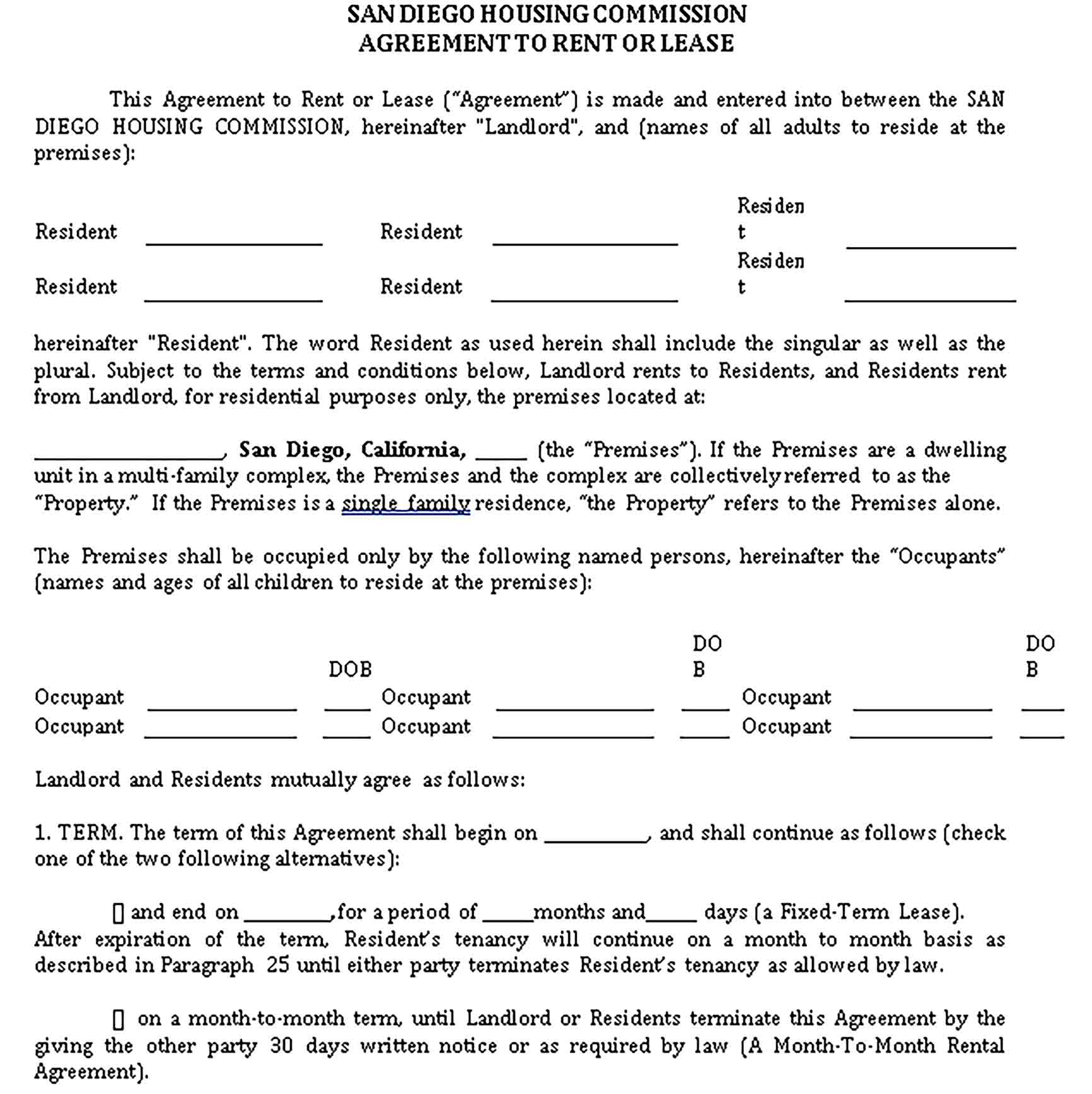 Templates Simple House Rental Lease Agreement Sample