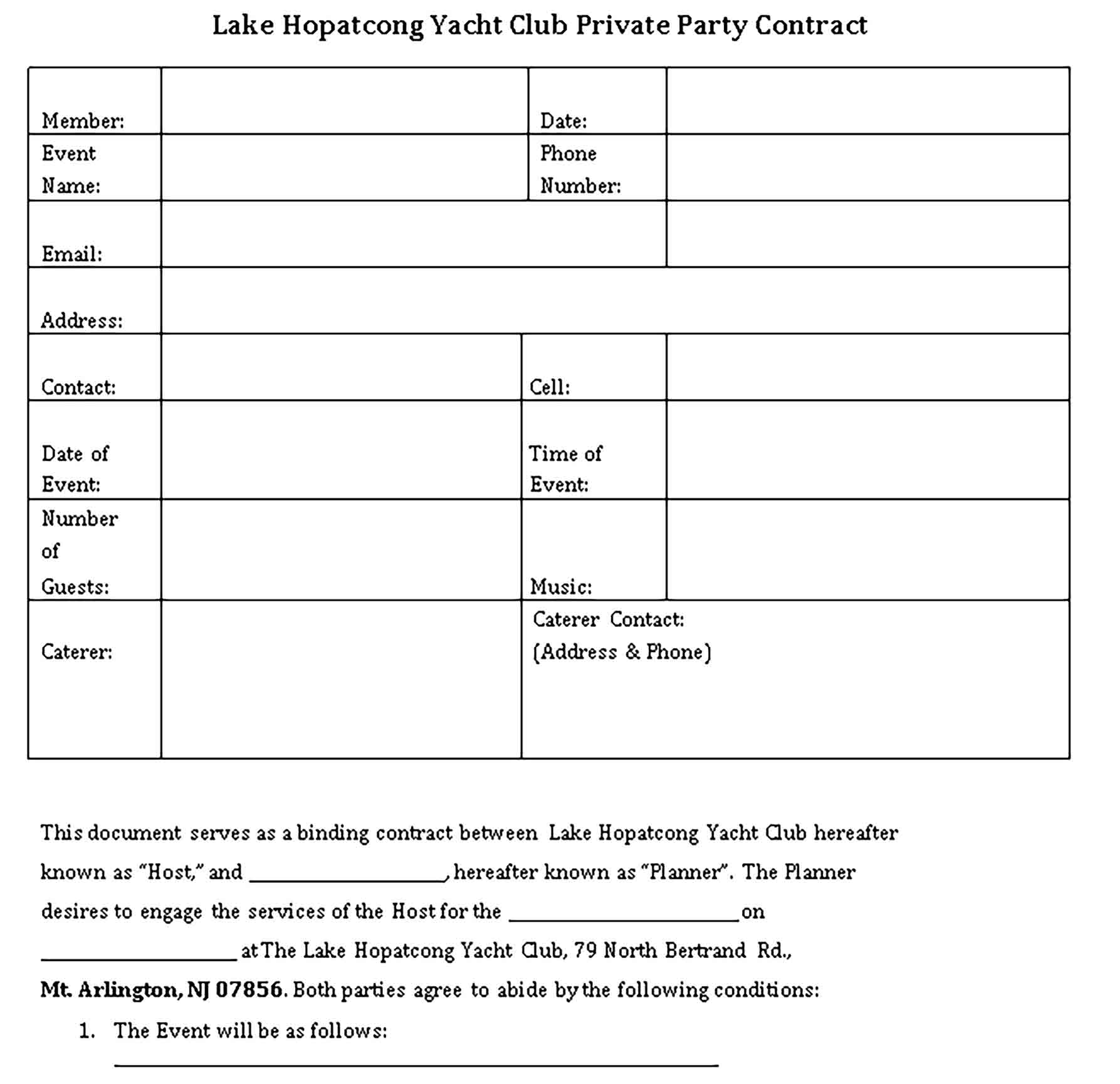 Templates private party Contract FINAL Sample