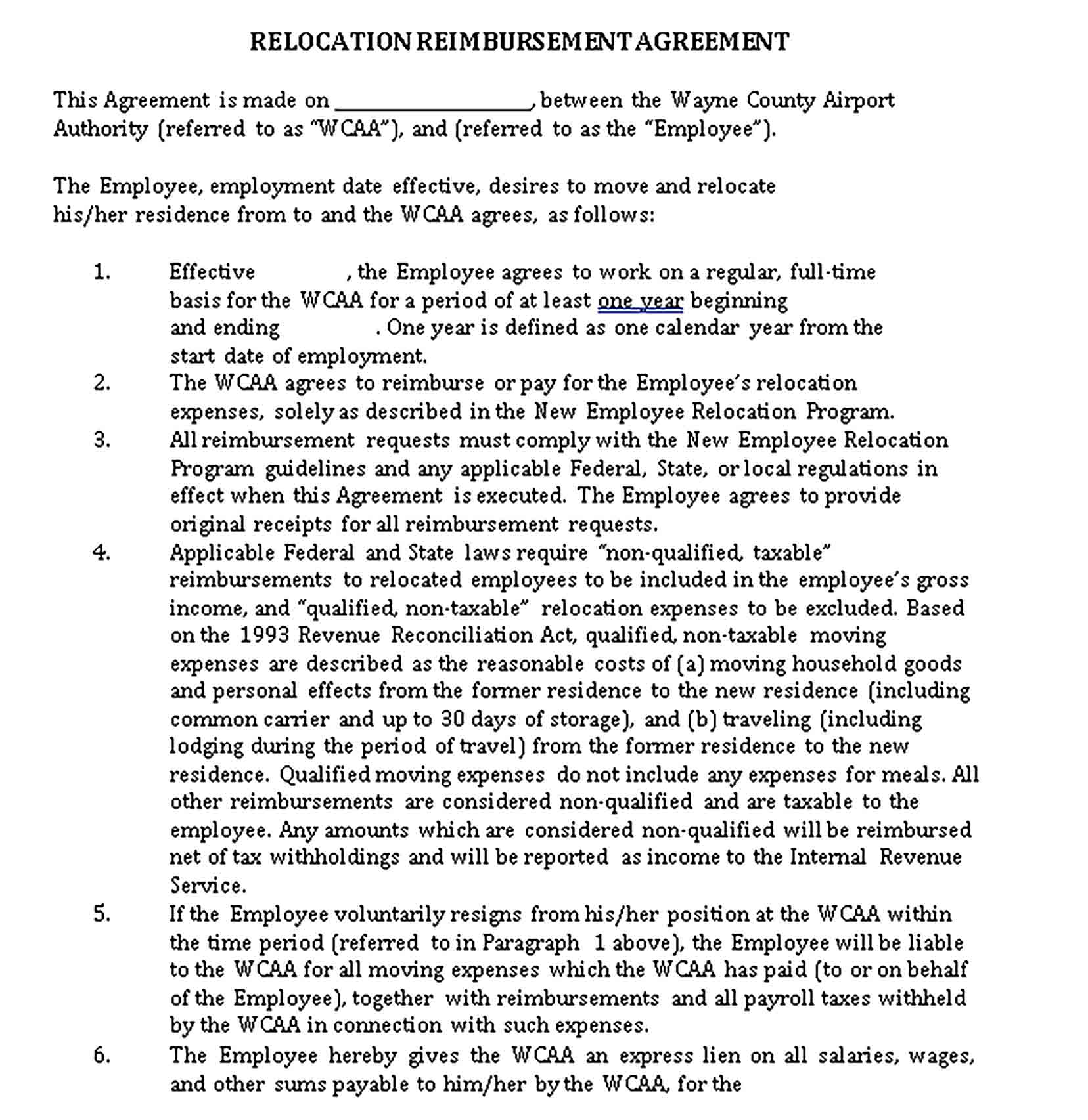 Templates relocation reimbursement agreement3 Sample