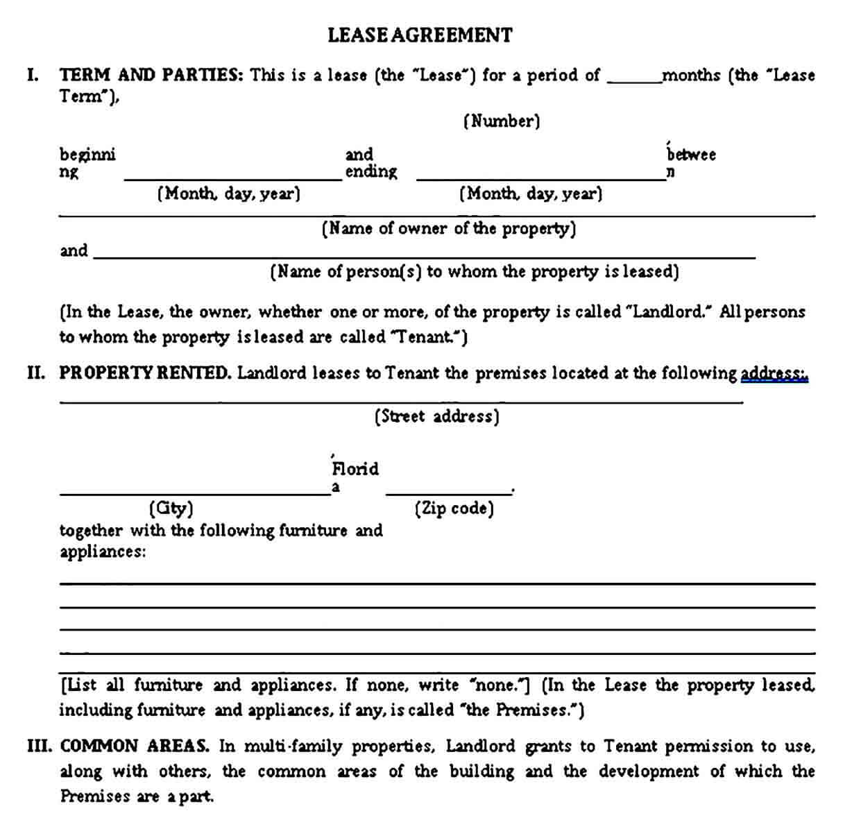 Tenant Lease Agreement Example
