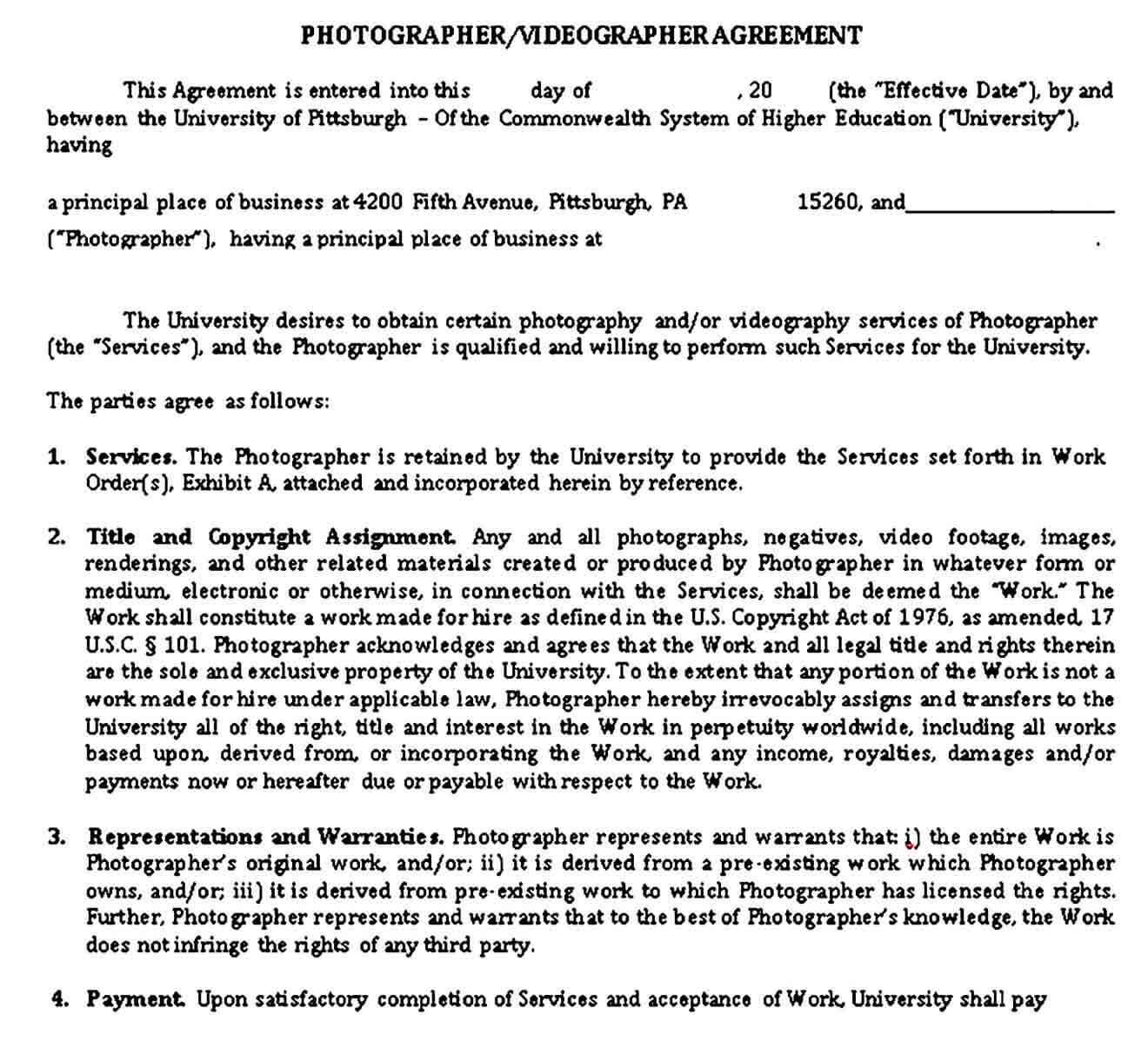 Videorapher Agreement Form