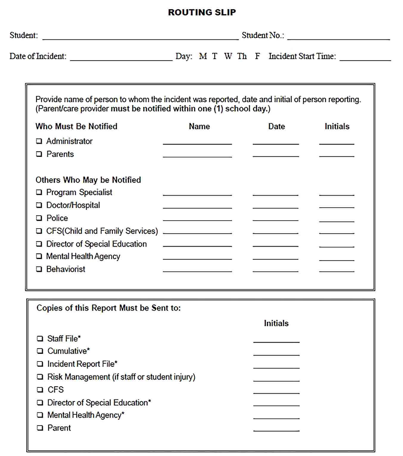 Sample Behavioral Emergency Incident Report Form