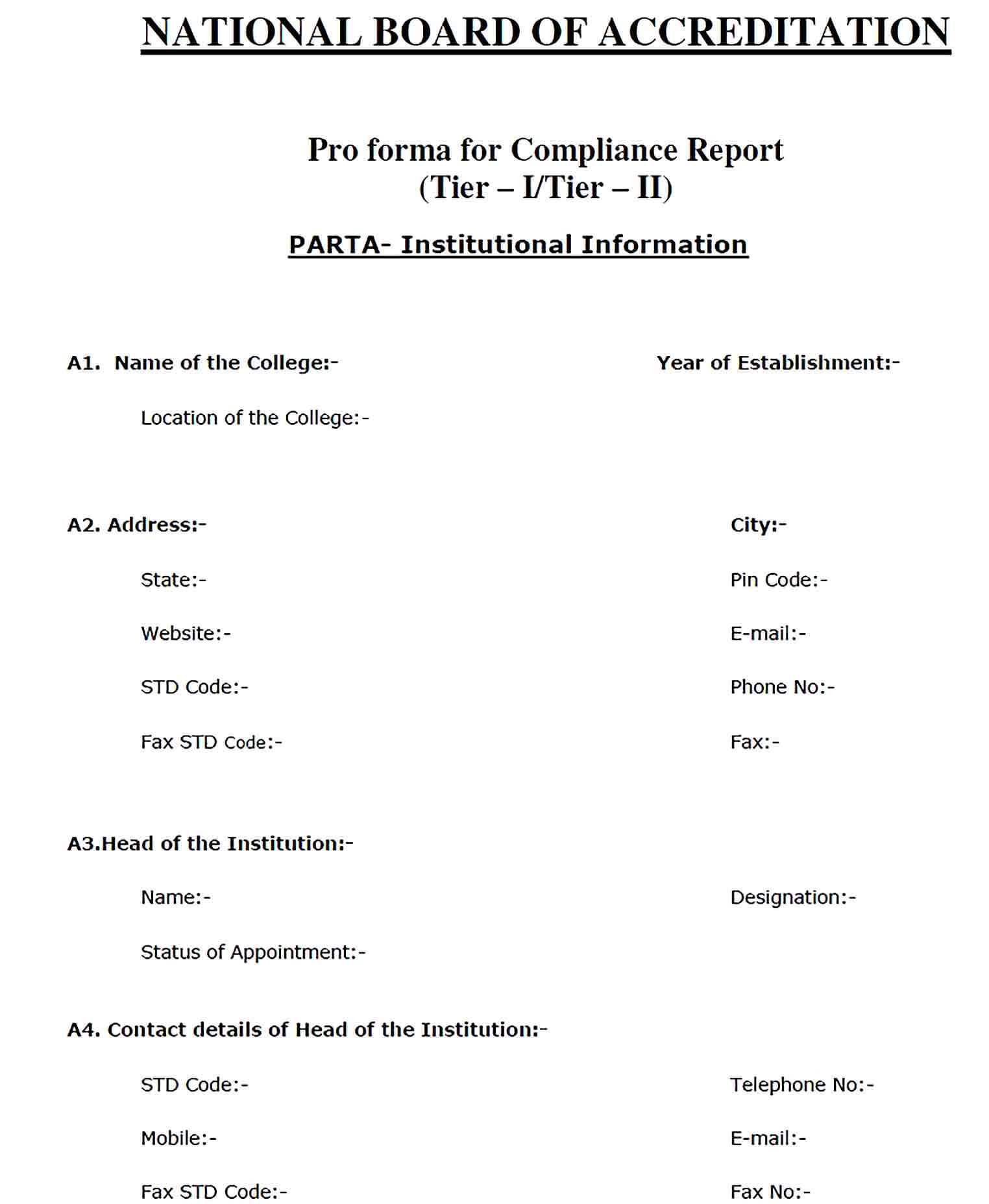 Sample Board Compliance Report Template