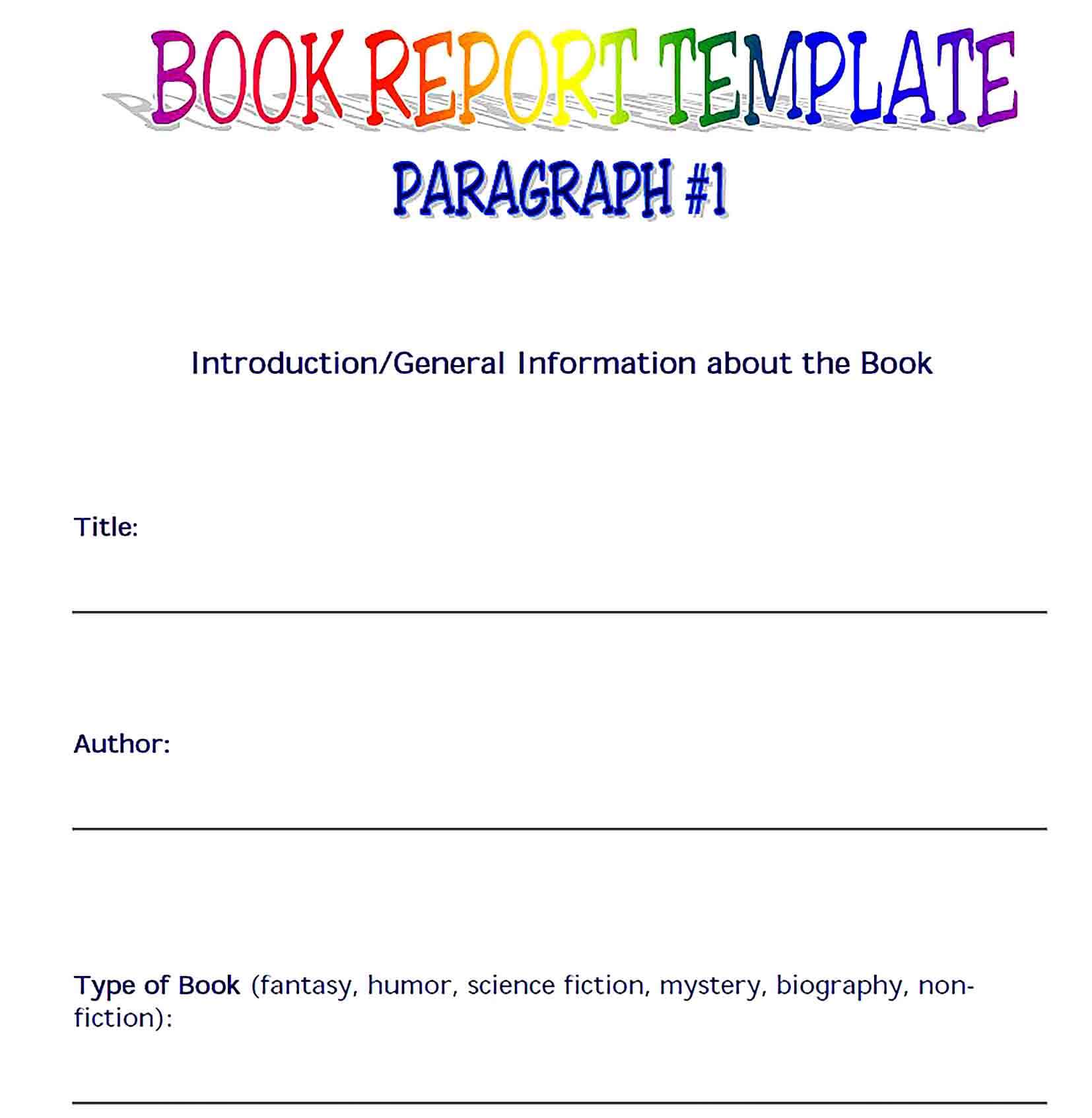 Sample Book Report Format Template