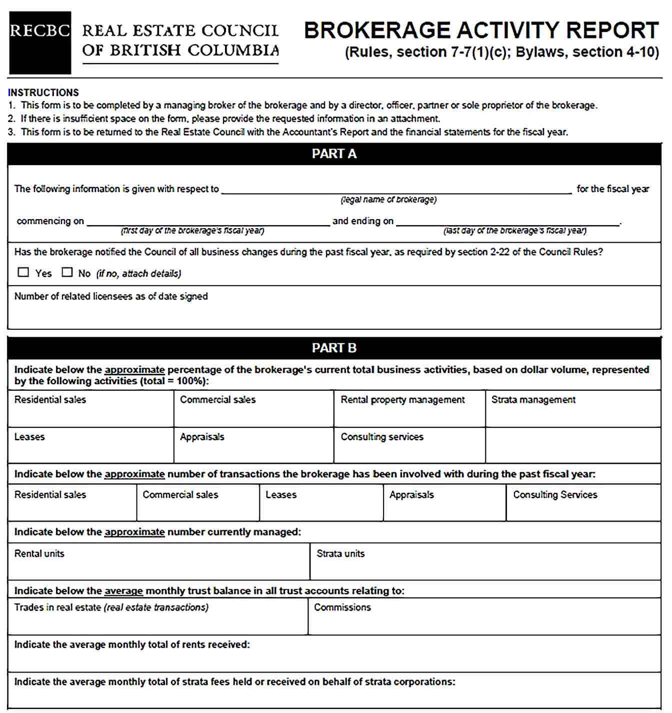 Sample Brokerage Sales Activity Report PDF Template
