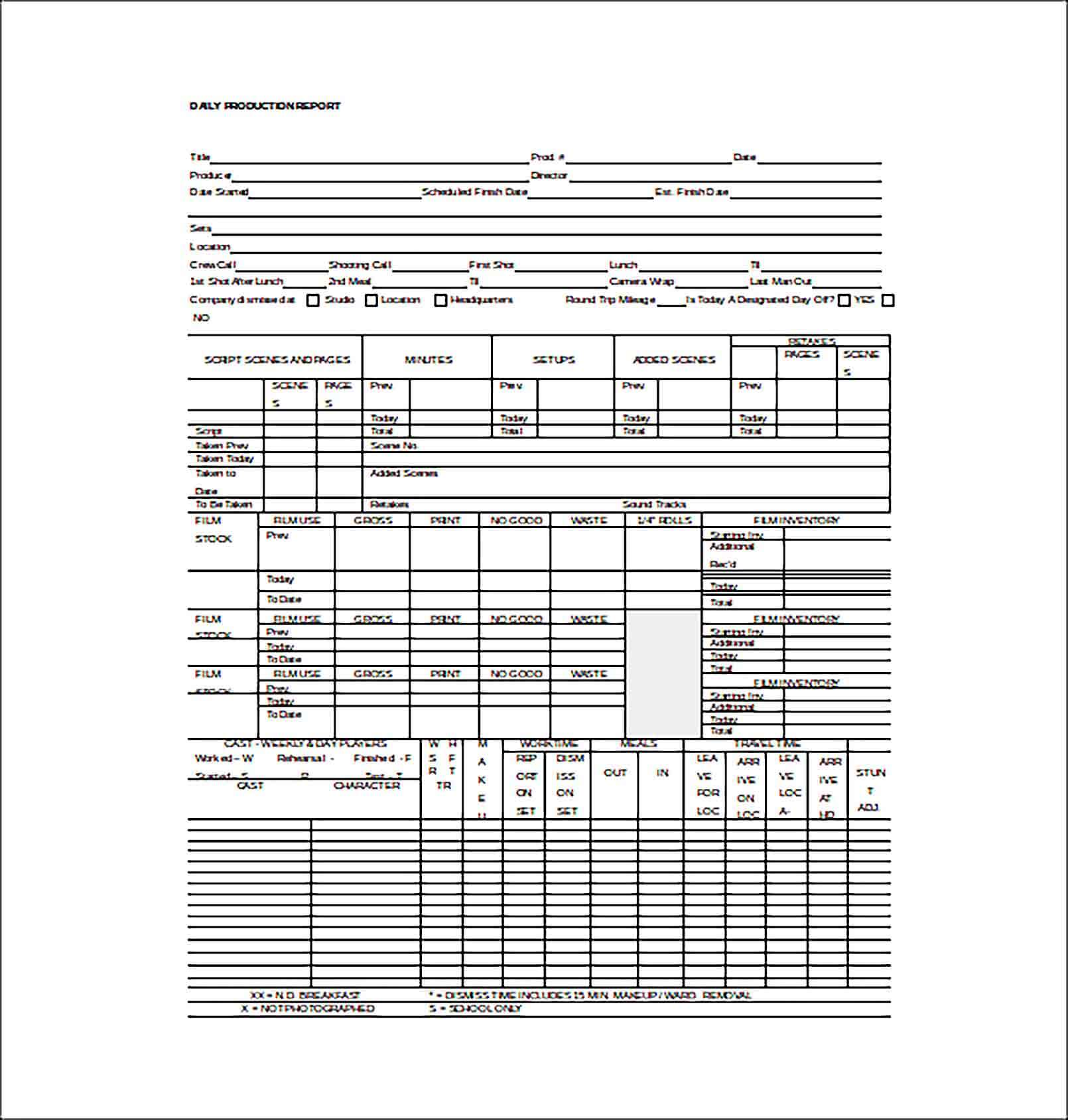 Sample Daily Production Report Word Template