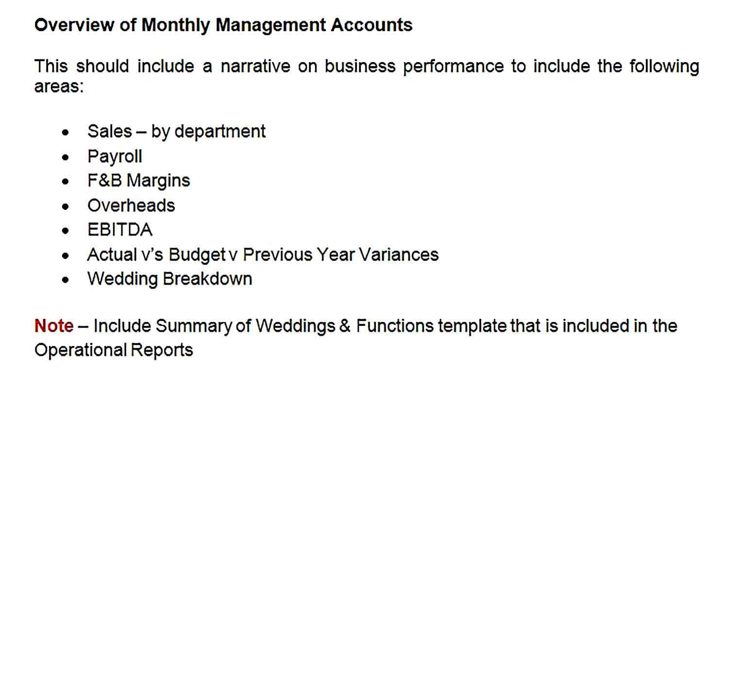 Sample Doc Format Monthly Management Report Template
