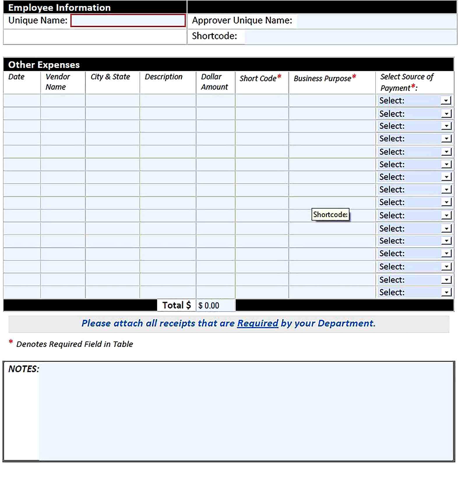 Sample Employee Expense Report in PDF