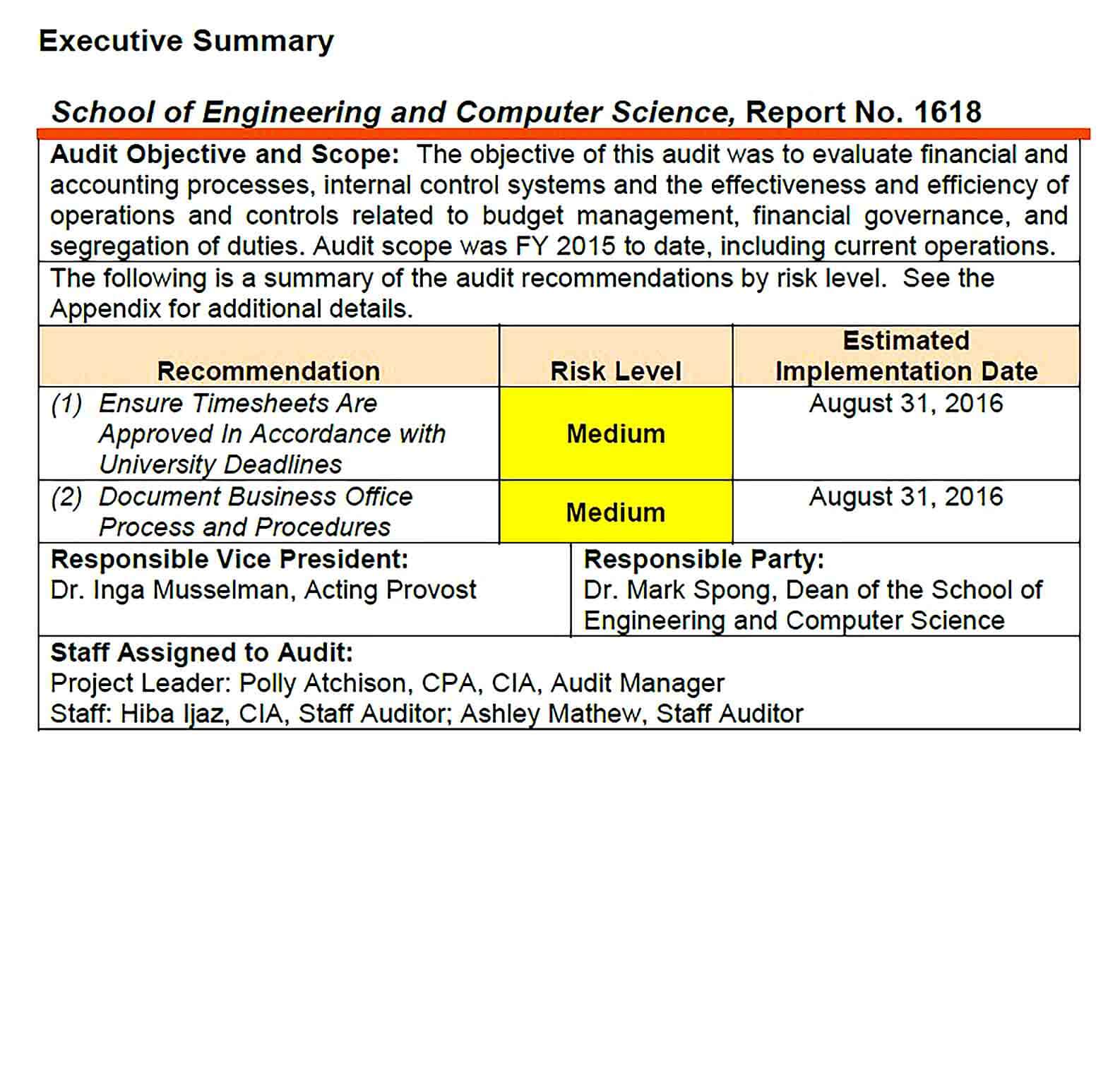 Sample Engineering and Computer Science Report