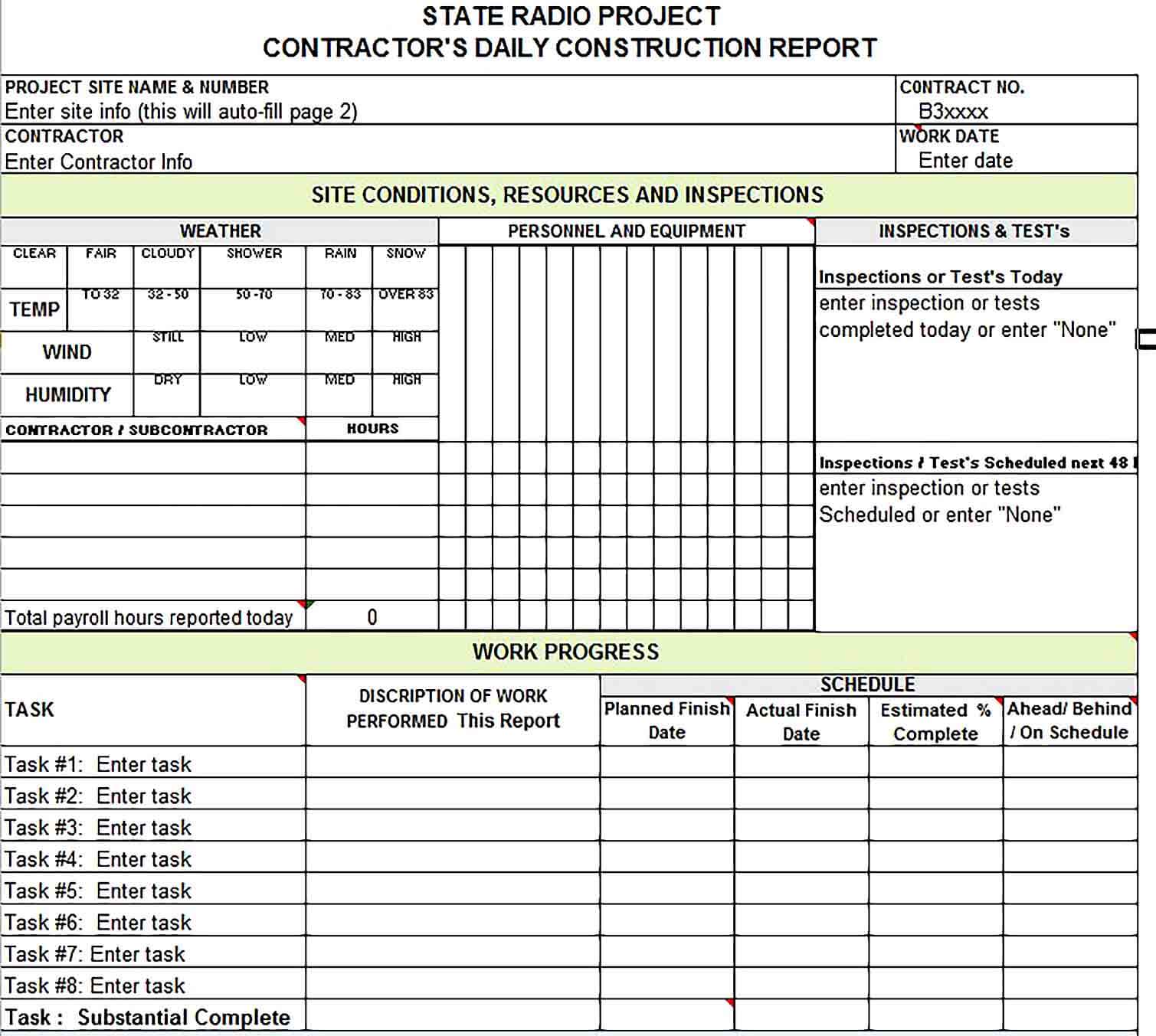 Sample Excel Daily Report Template