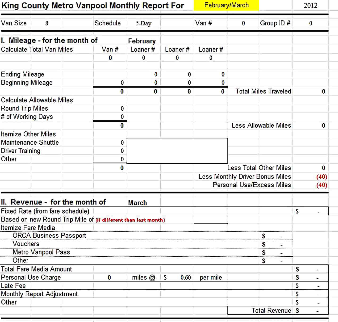 Sample Excel Monthly Report Template