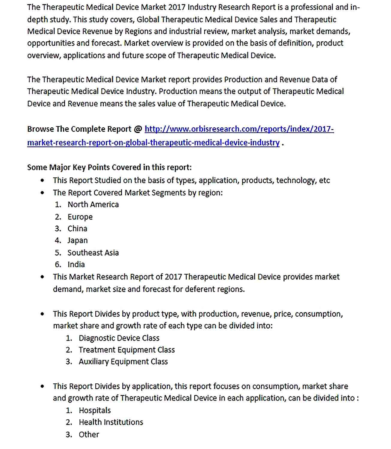Sample Medical Device Research Report