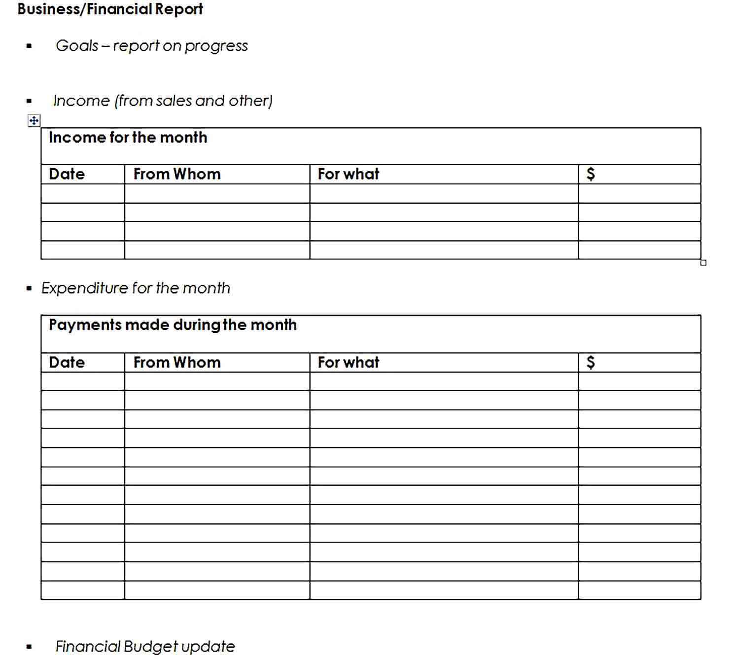 Sample Monthly Management Report Template Doc Format