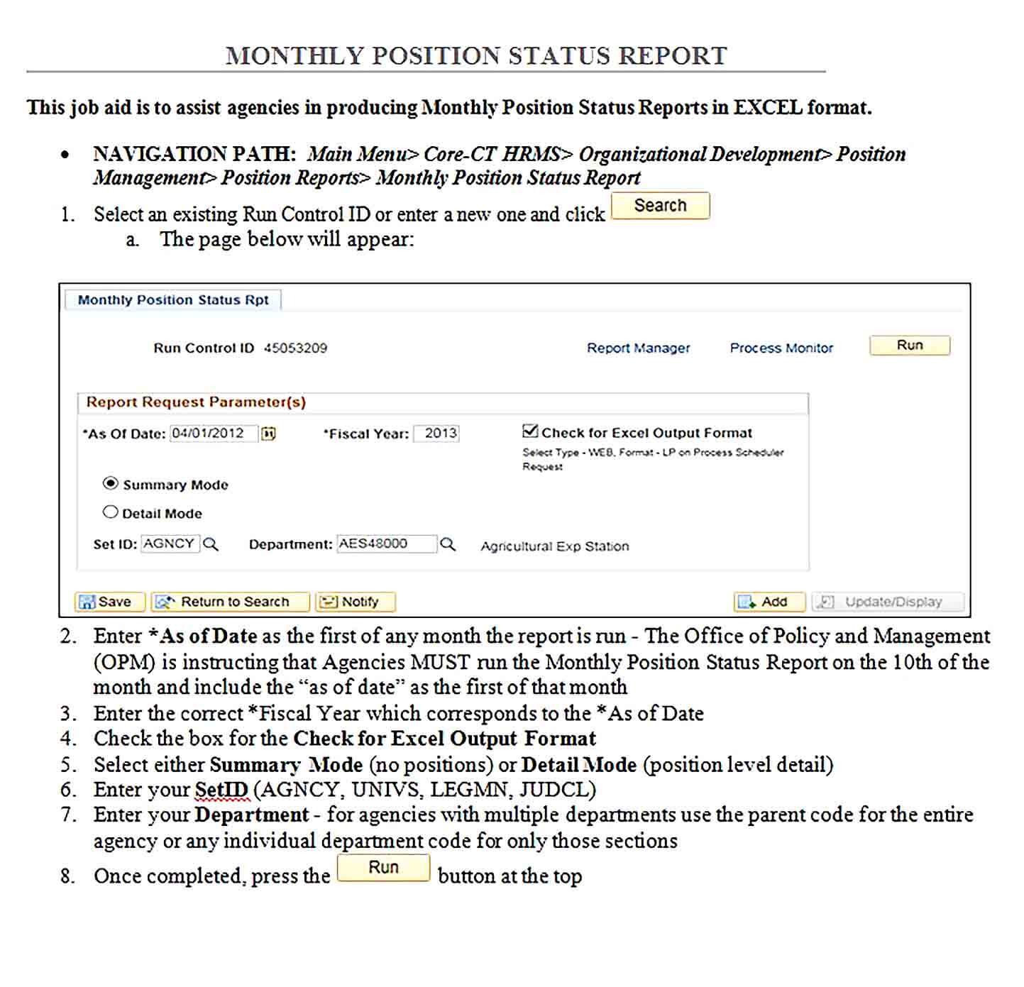 Sample Monthly Position Status Report Doc Format Template