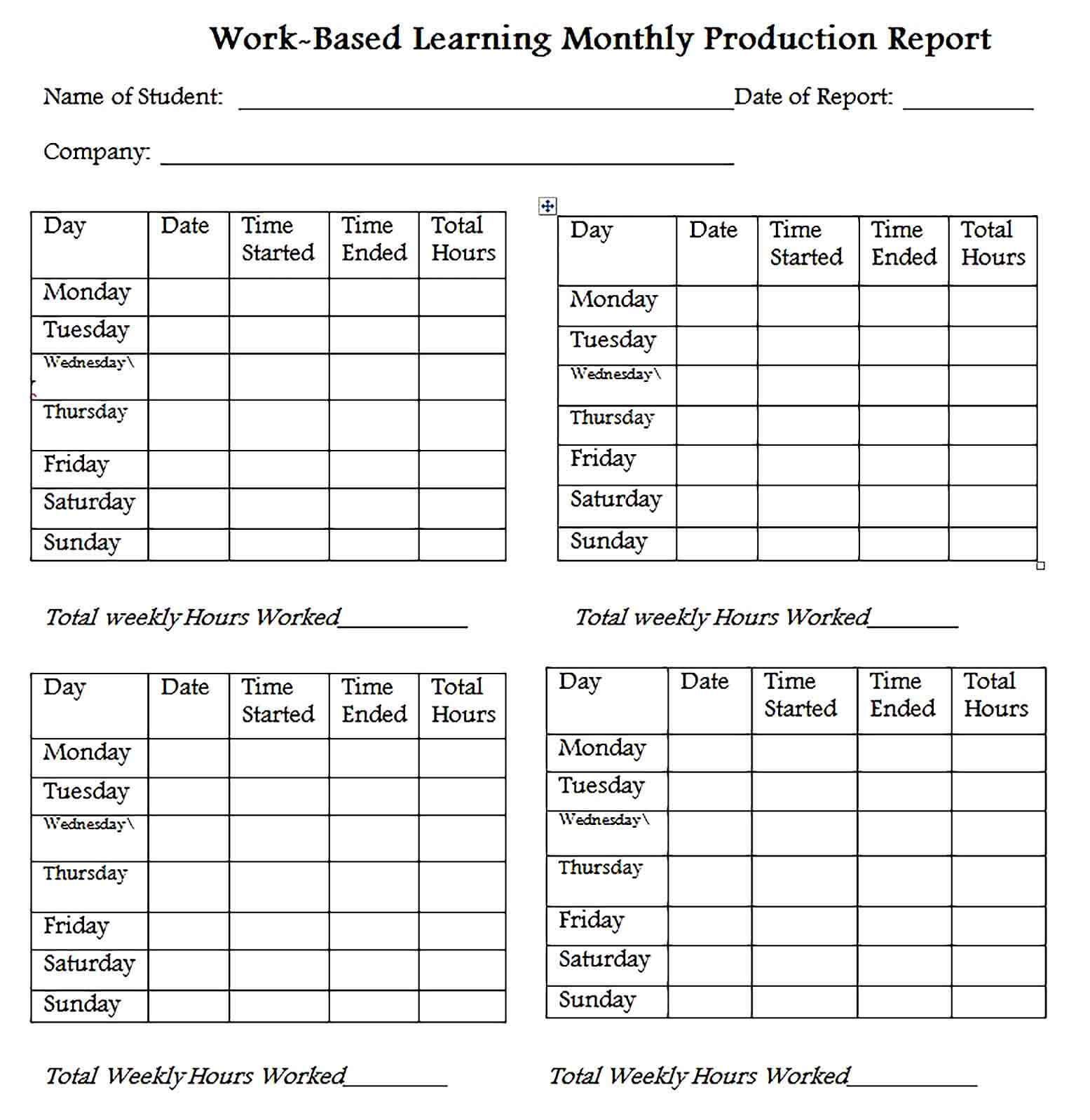 Sample Monthly Production Report Word Template 1