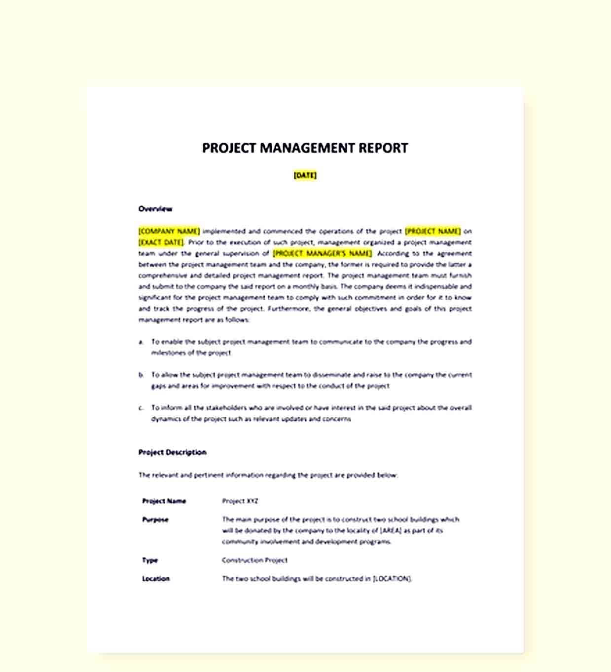 Sample Project Management Report